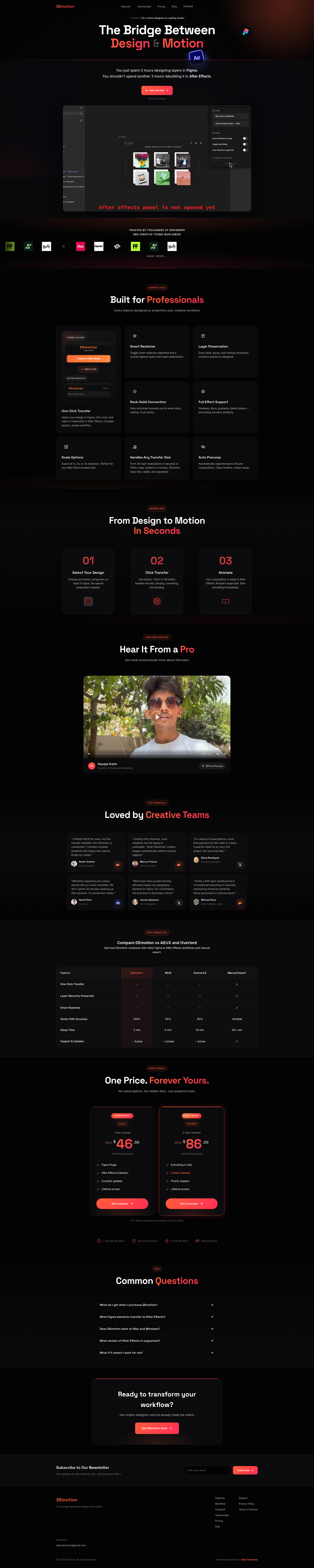 Landing page screenshot for trydemotion.com, 1920 by 9570 pixels