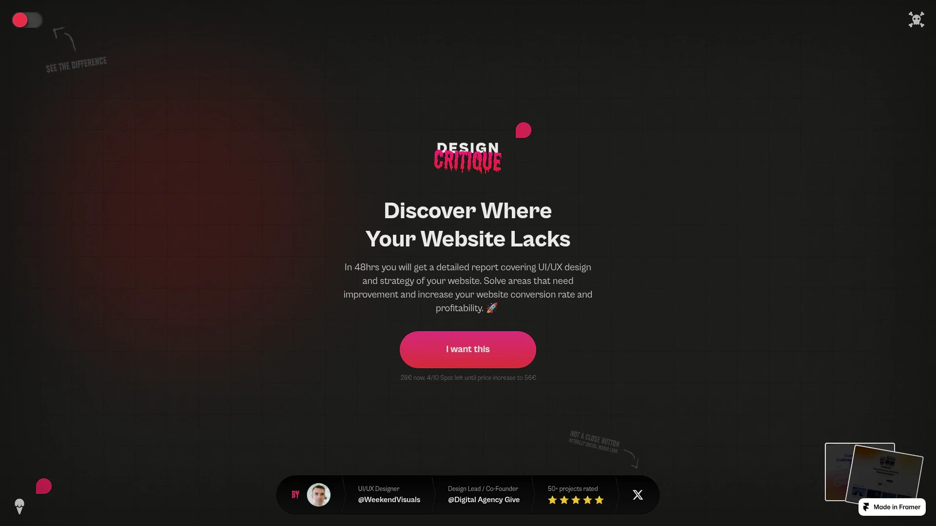Design Critique landing page