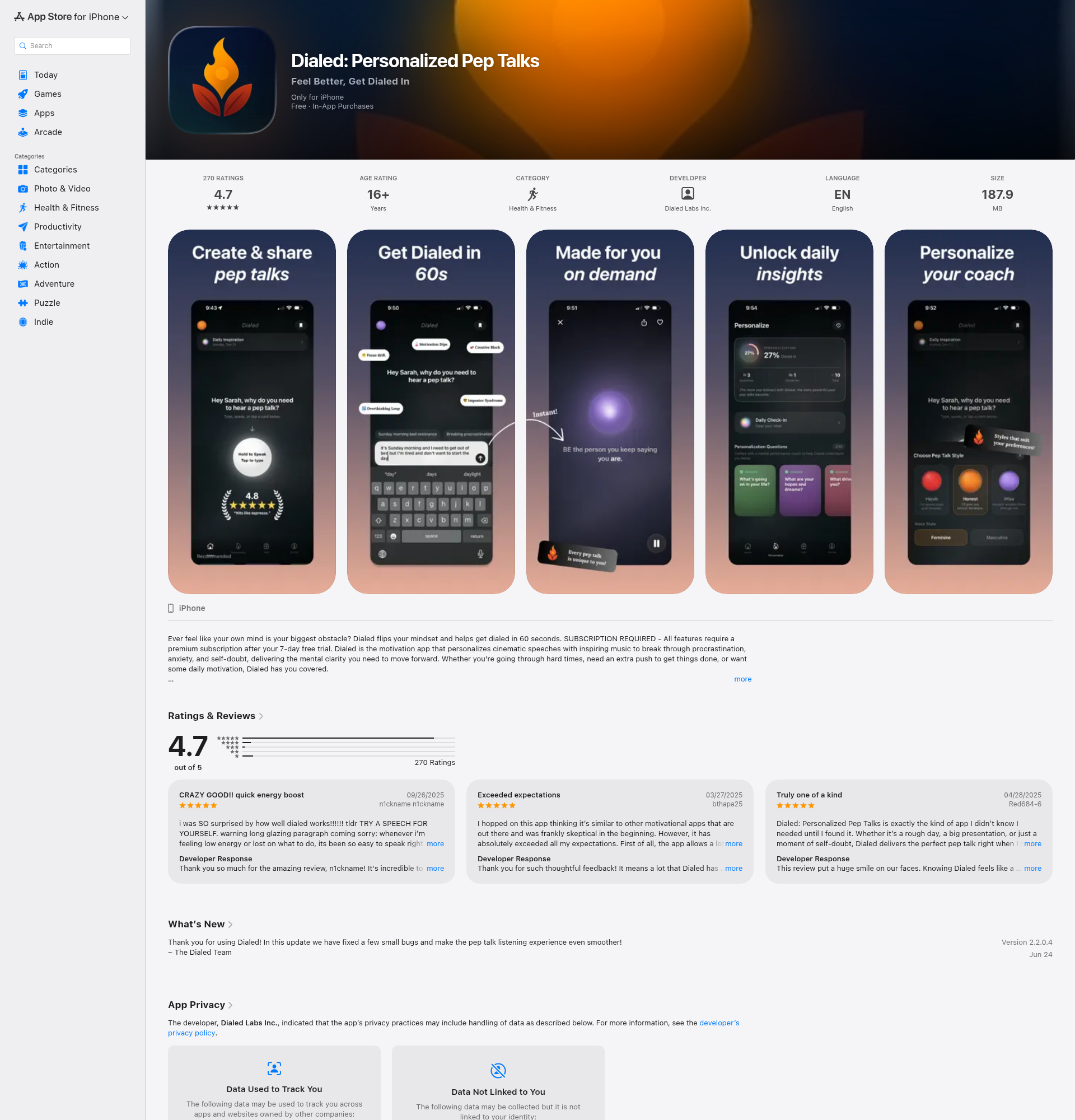 Landing page screenshot for apps.apple.com, 1920 by 2000 pixels