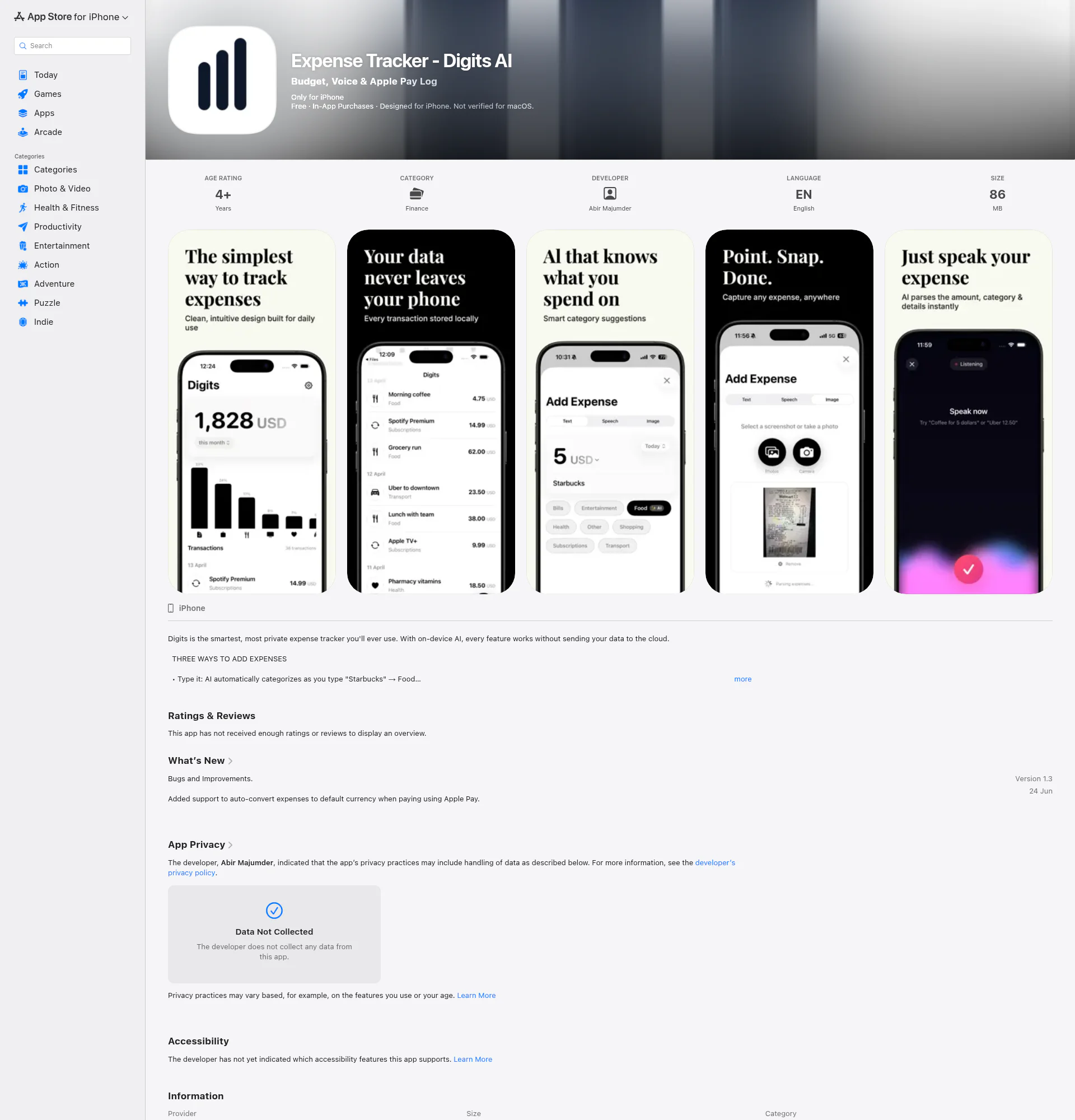 Digits landing page