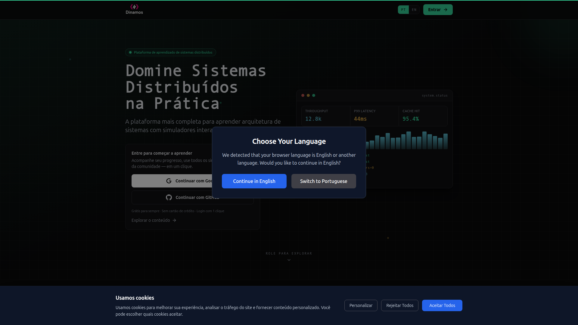 Landing page screenshot for dinamos.net, 1920 by 1080 pixels