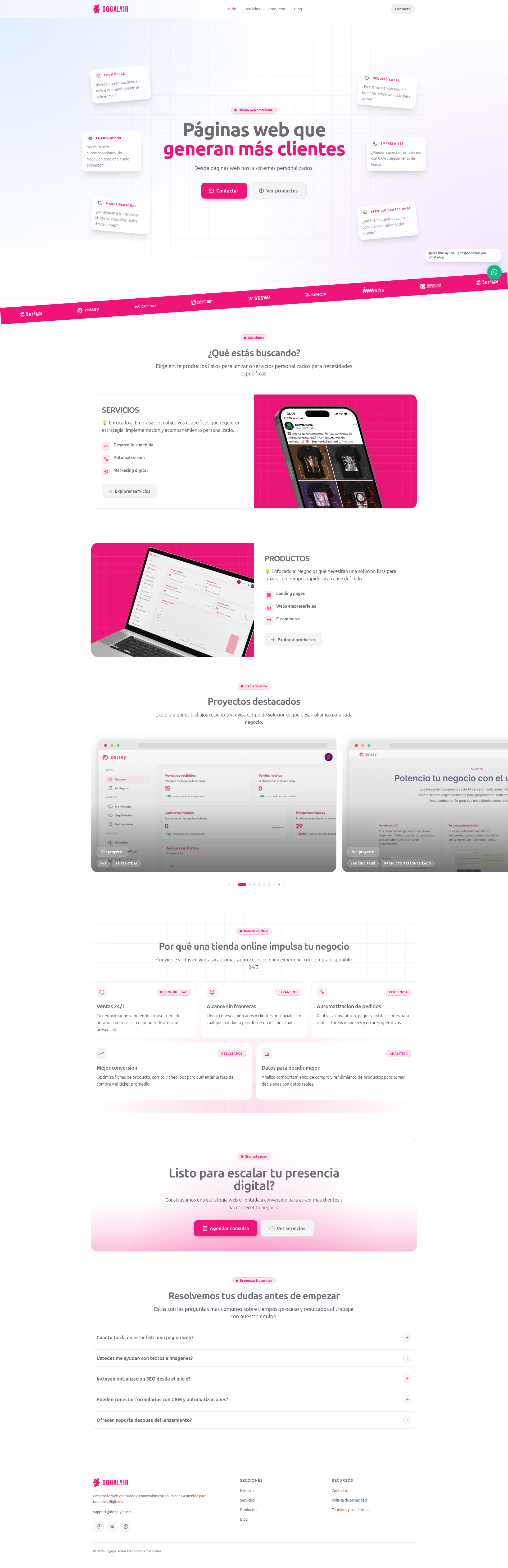 Landing page screenshot for dogalyir.com, 1920 by 5922 pixels