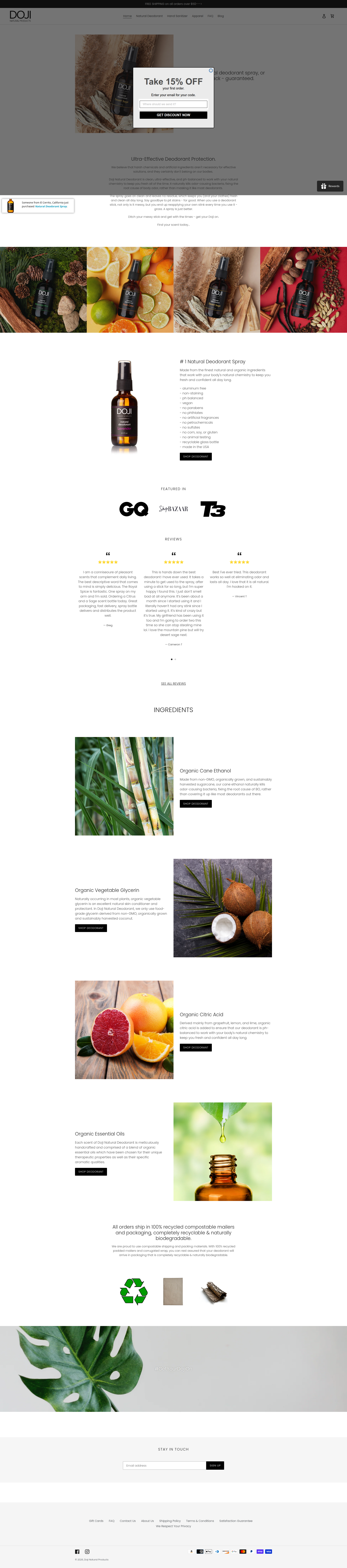 Landing page screenshot for dojinatural.com, 1920 by 8676 pixels