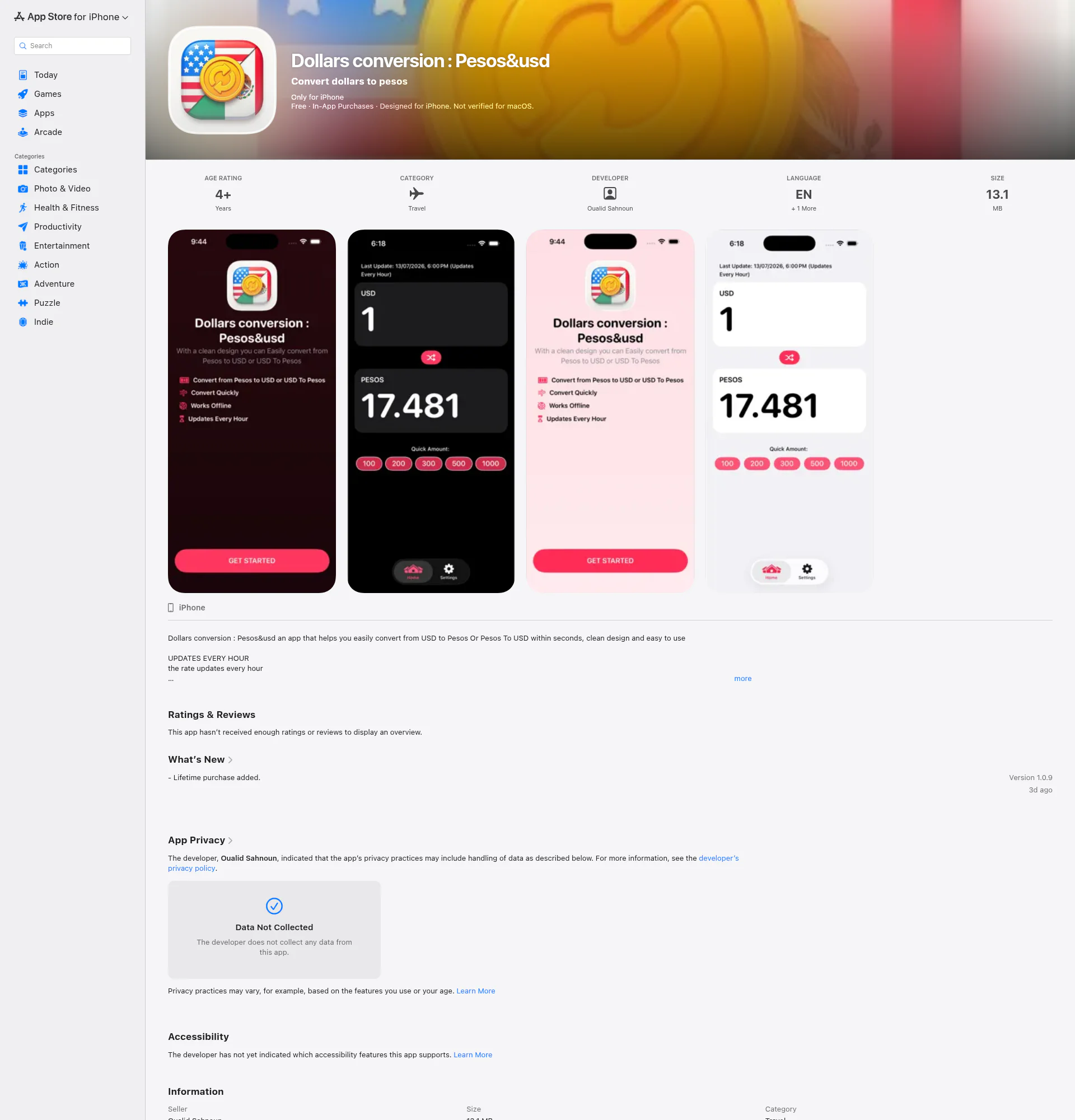 Dollars Conversion : usd&pesos landing page
