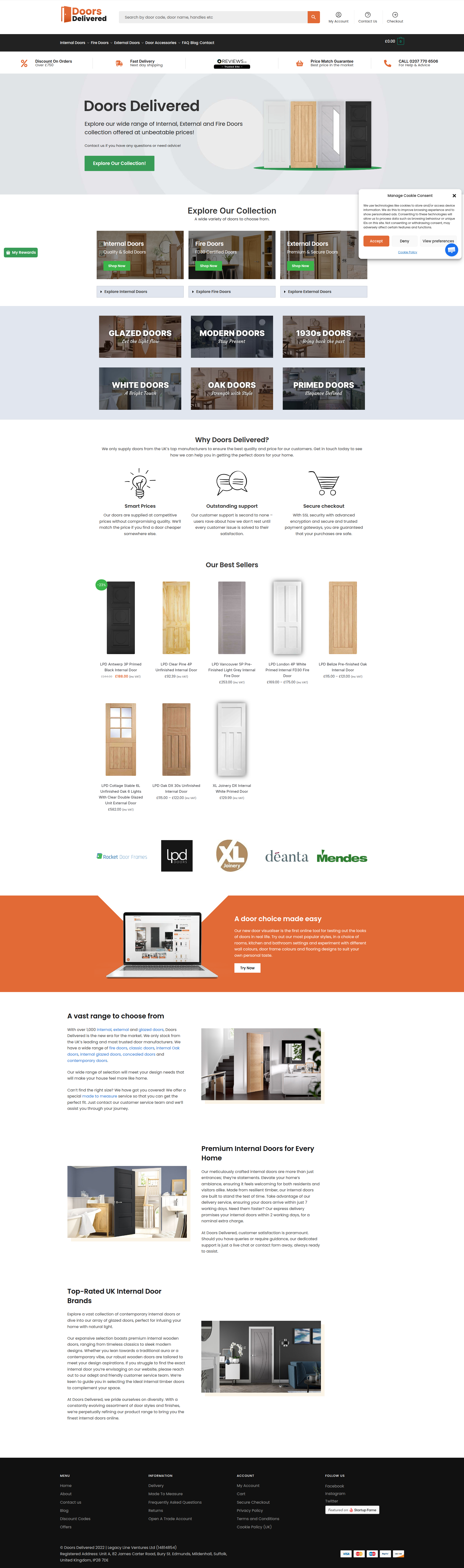 Landing page screenshot for doorsdelivered.com, 1920 by 6482 pixels