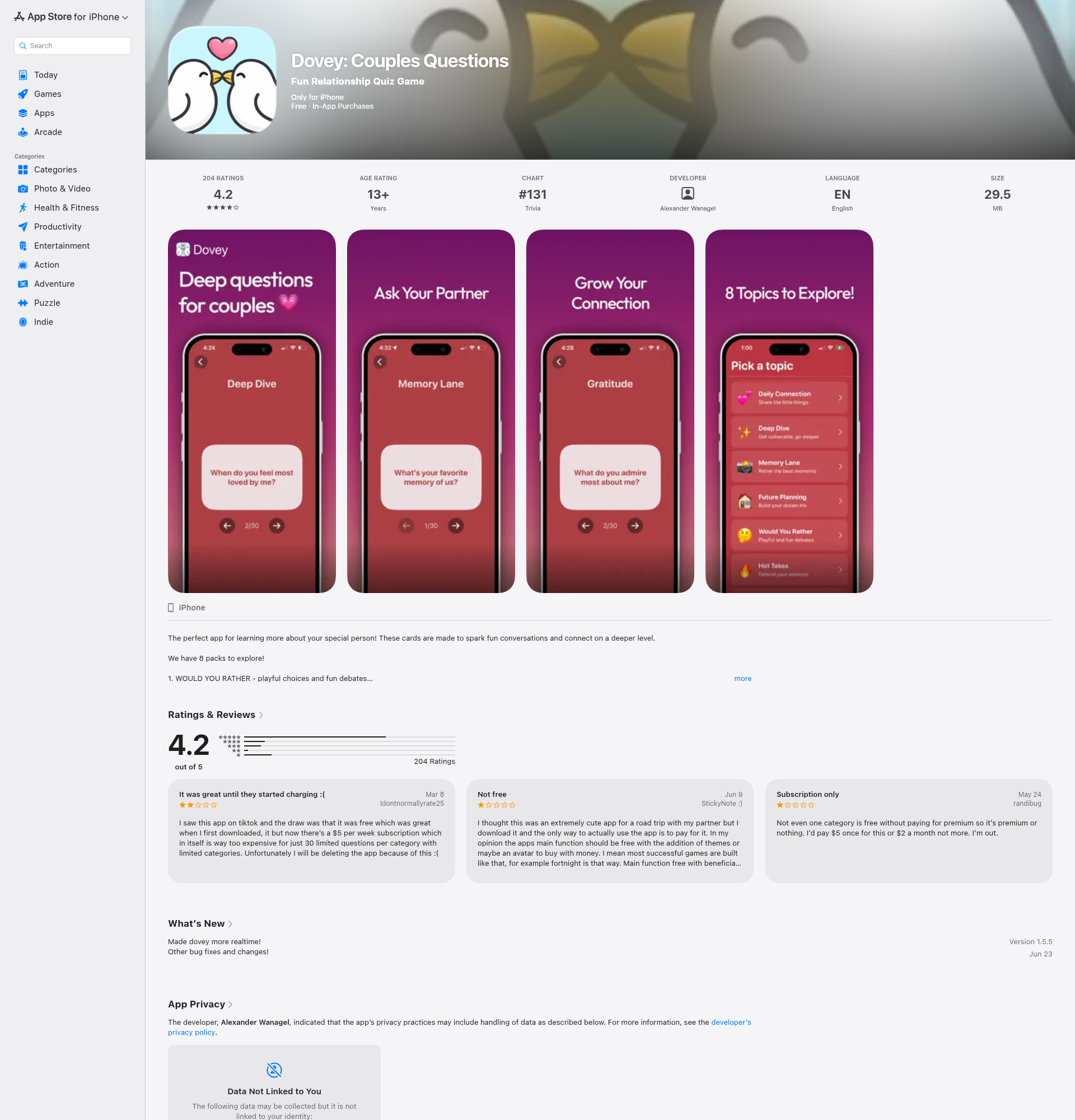 Landing page screenshot for apps.apple.com, 1920 by 2000 pixels