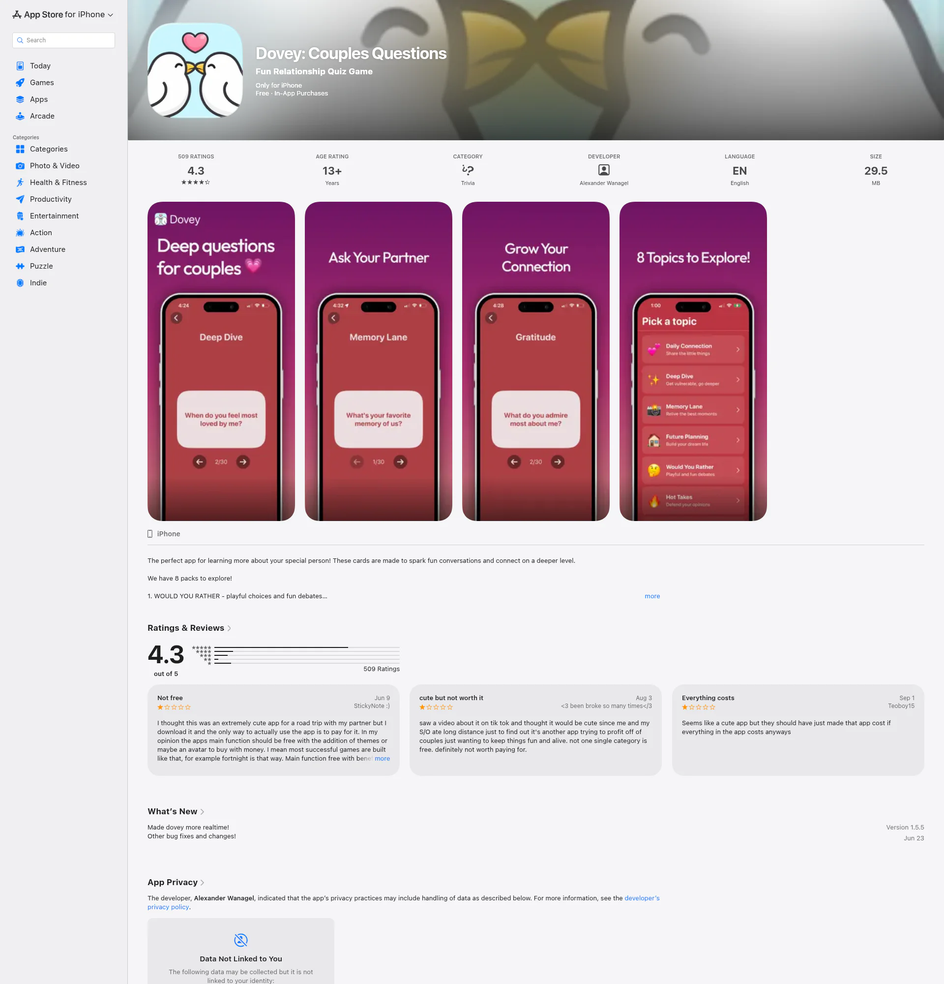 Dovey landing page