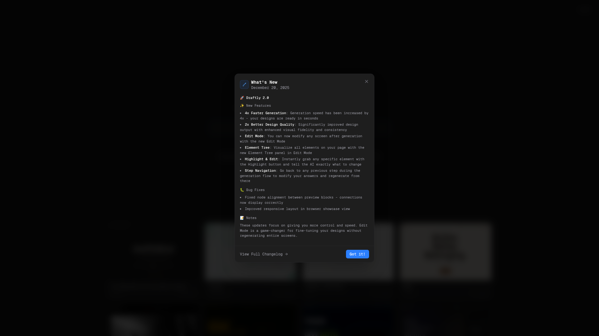Landing page screenshot for draftly.live, 1920 by 1080 pixels