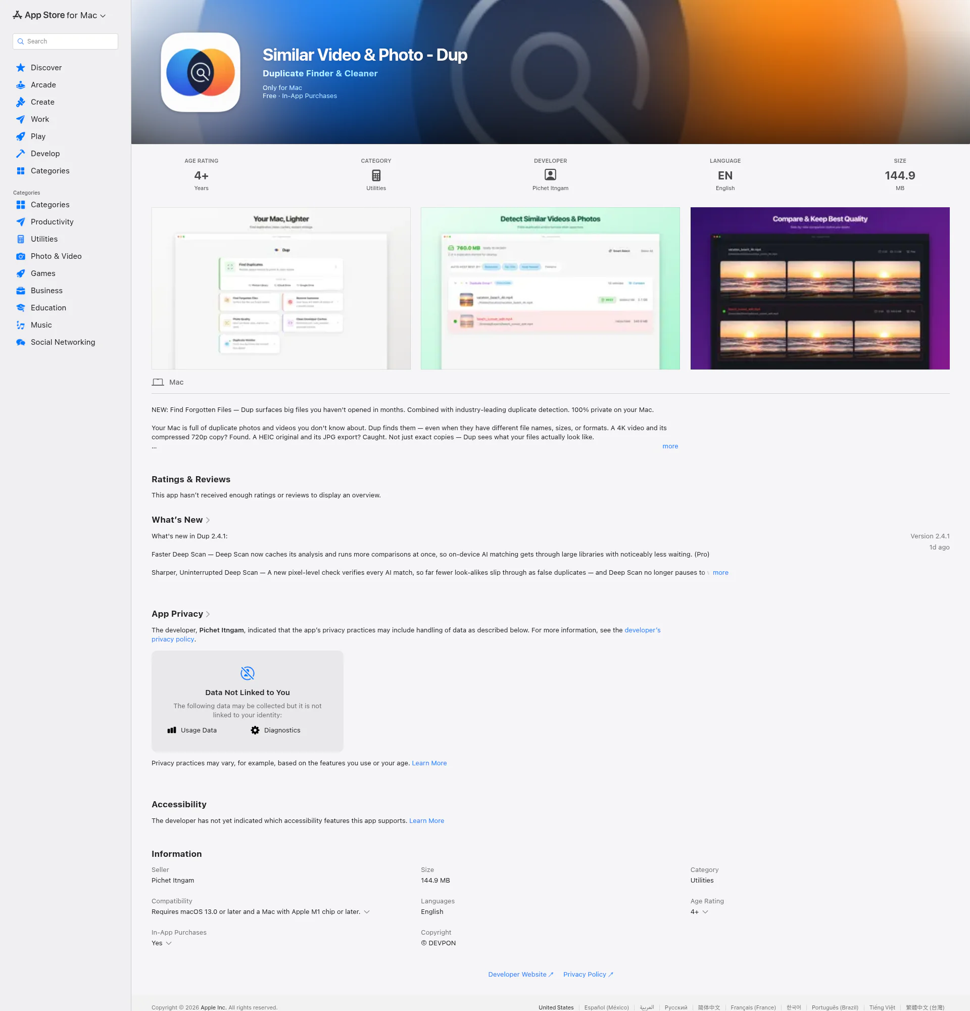 Dup - Duplicate Photo & Video landing page