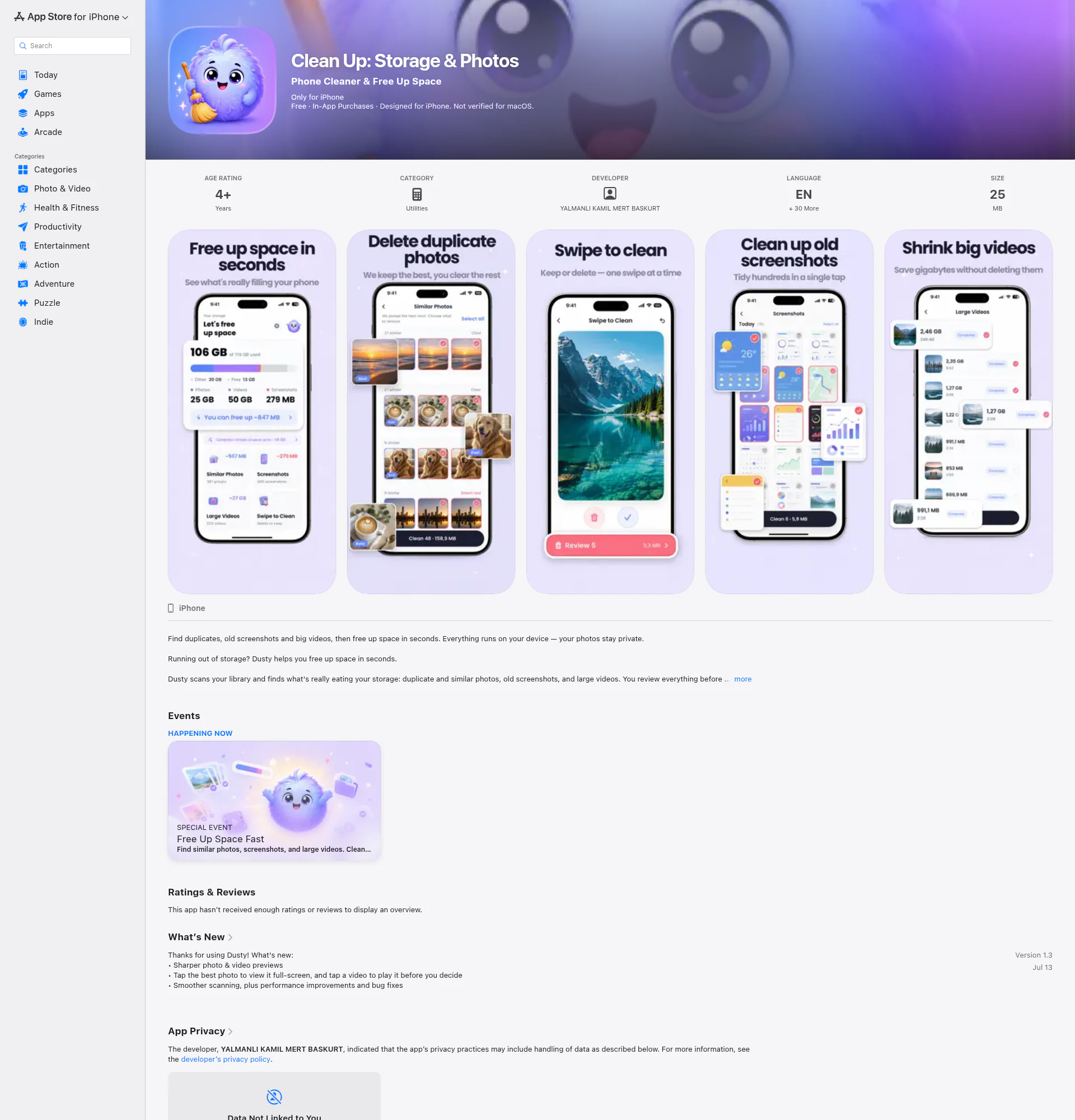Dusty : Clean Up: Storage & Photos landing page
