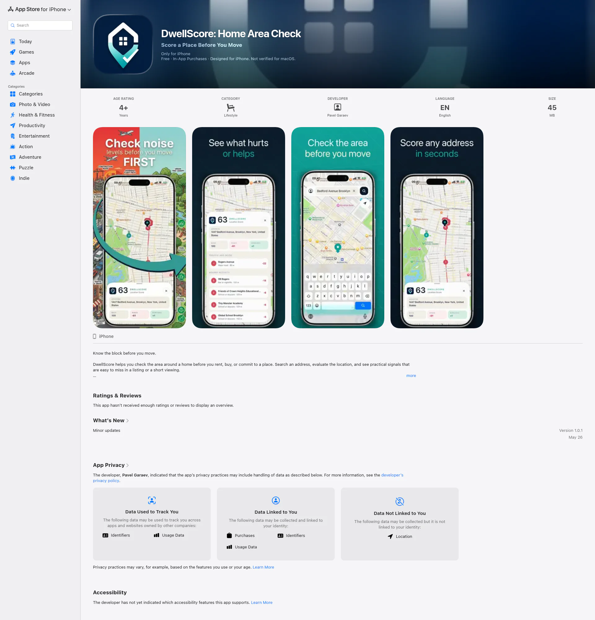 DwellScore landing page