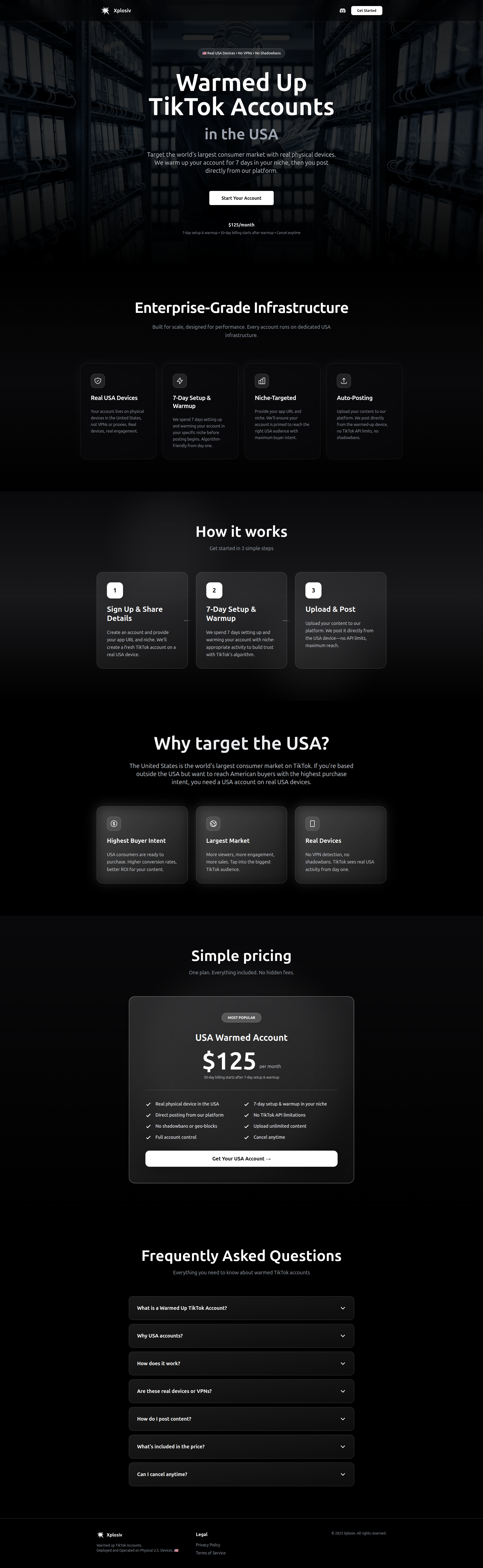 Landing page screenshot for xplosiv.ai, 1920 by 6225 pixels
