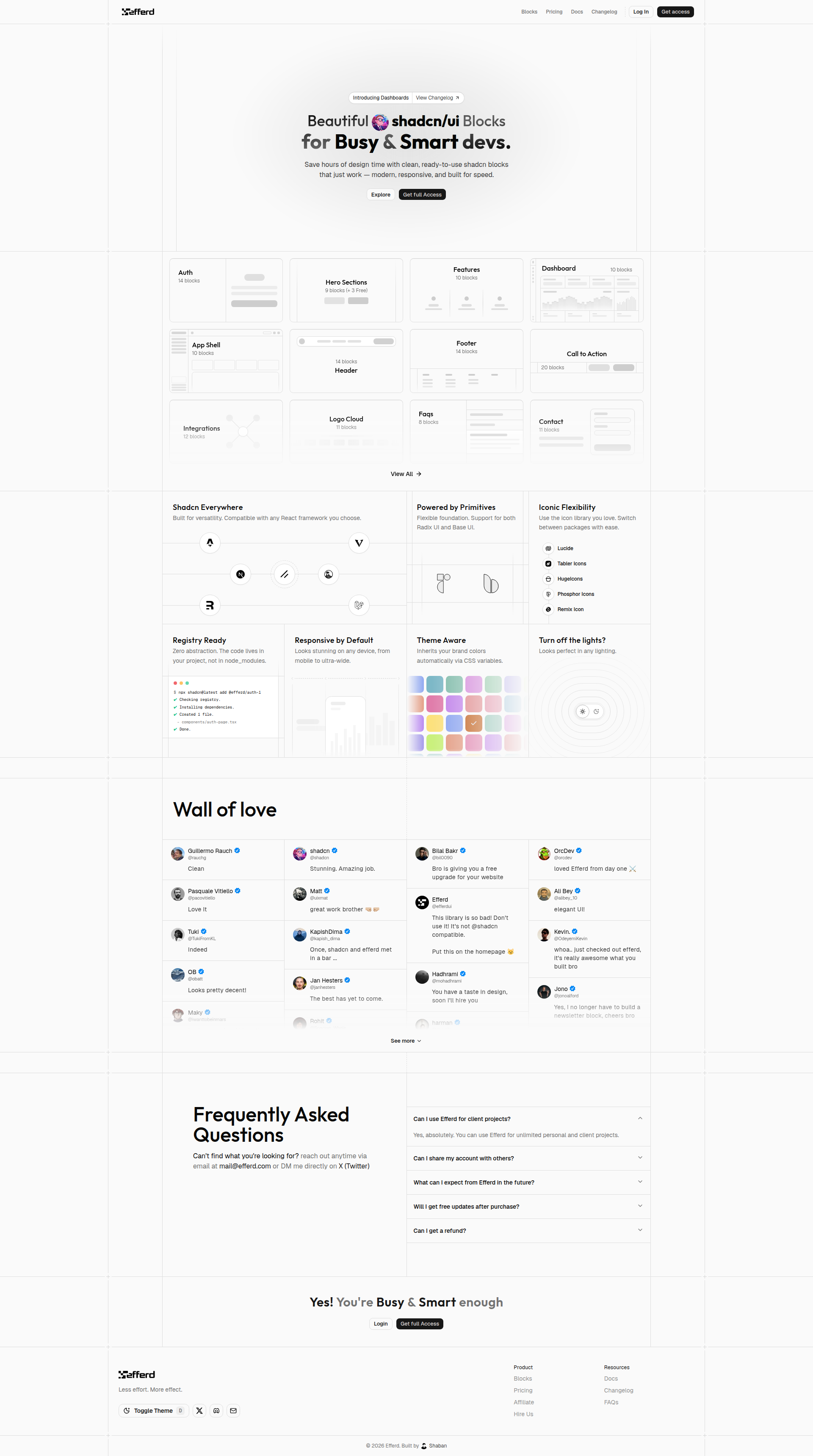 Landing page screenshot for efferd.com, 1920 by 3438 pixels