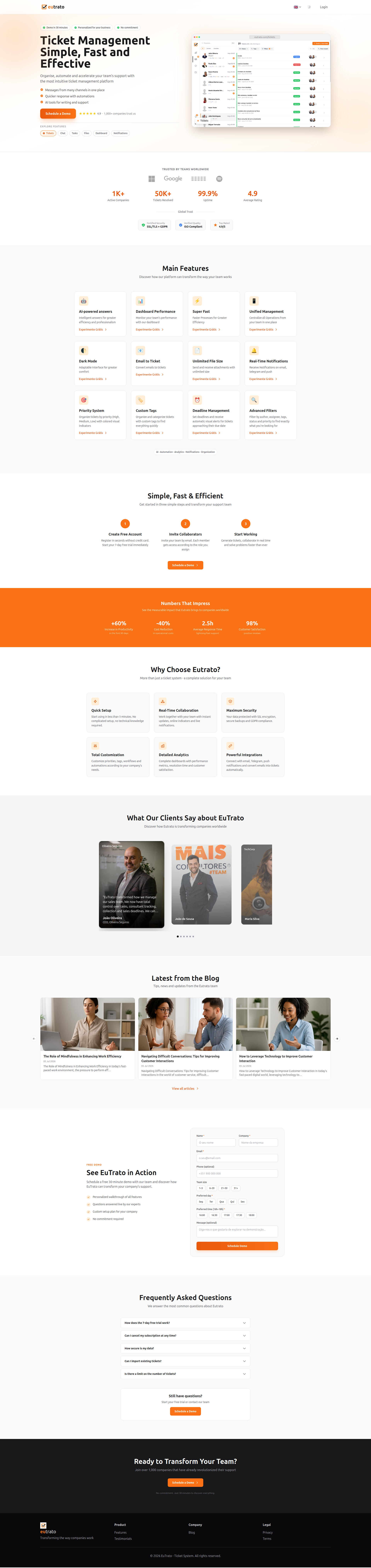 Landing page screenshot for eutrato.com, 1920 by 8117 pixels