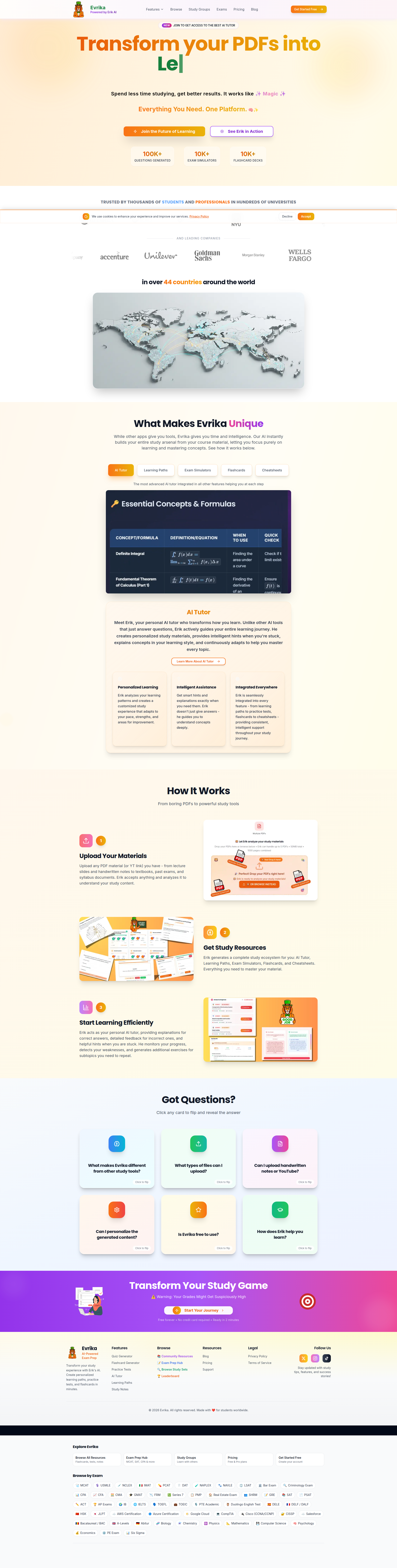 Landing page screenshot for evrika.study, 1920 by 7591 pixels