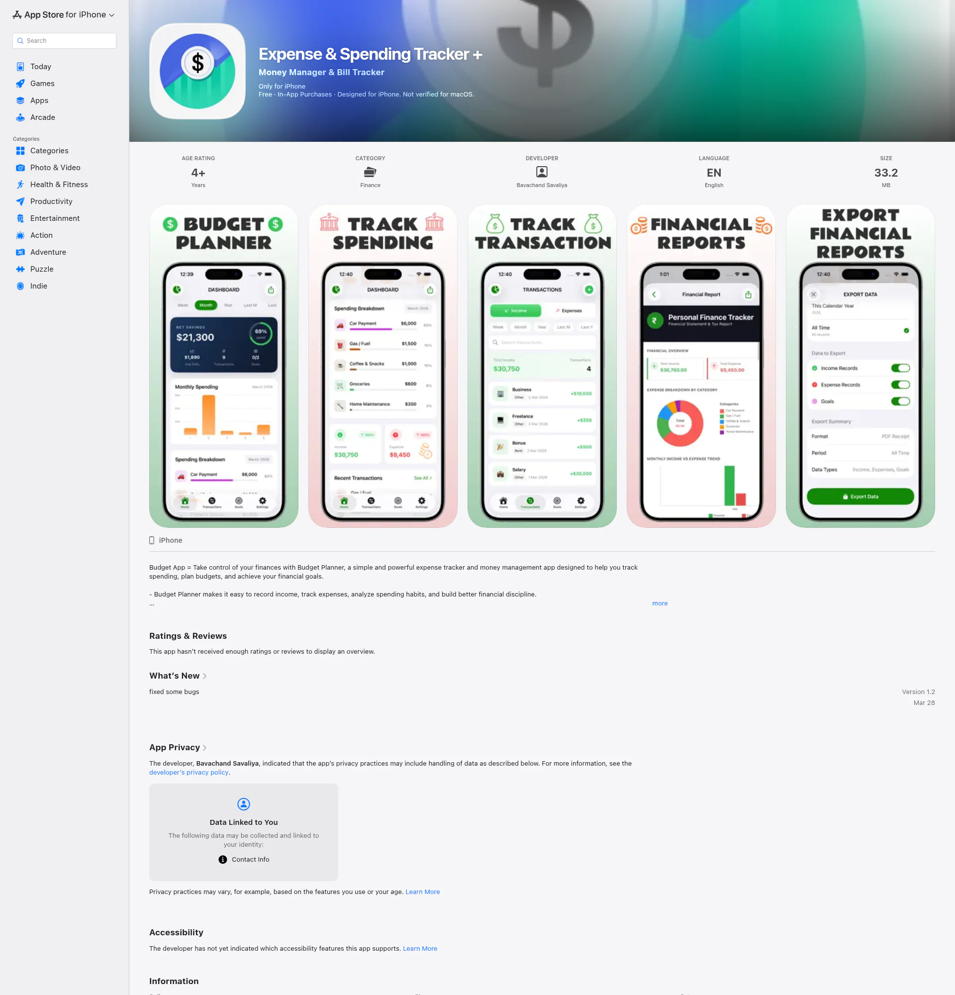 Expense & Spending Tracker landing page