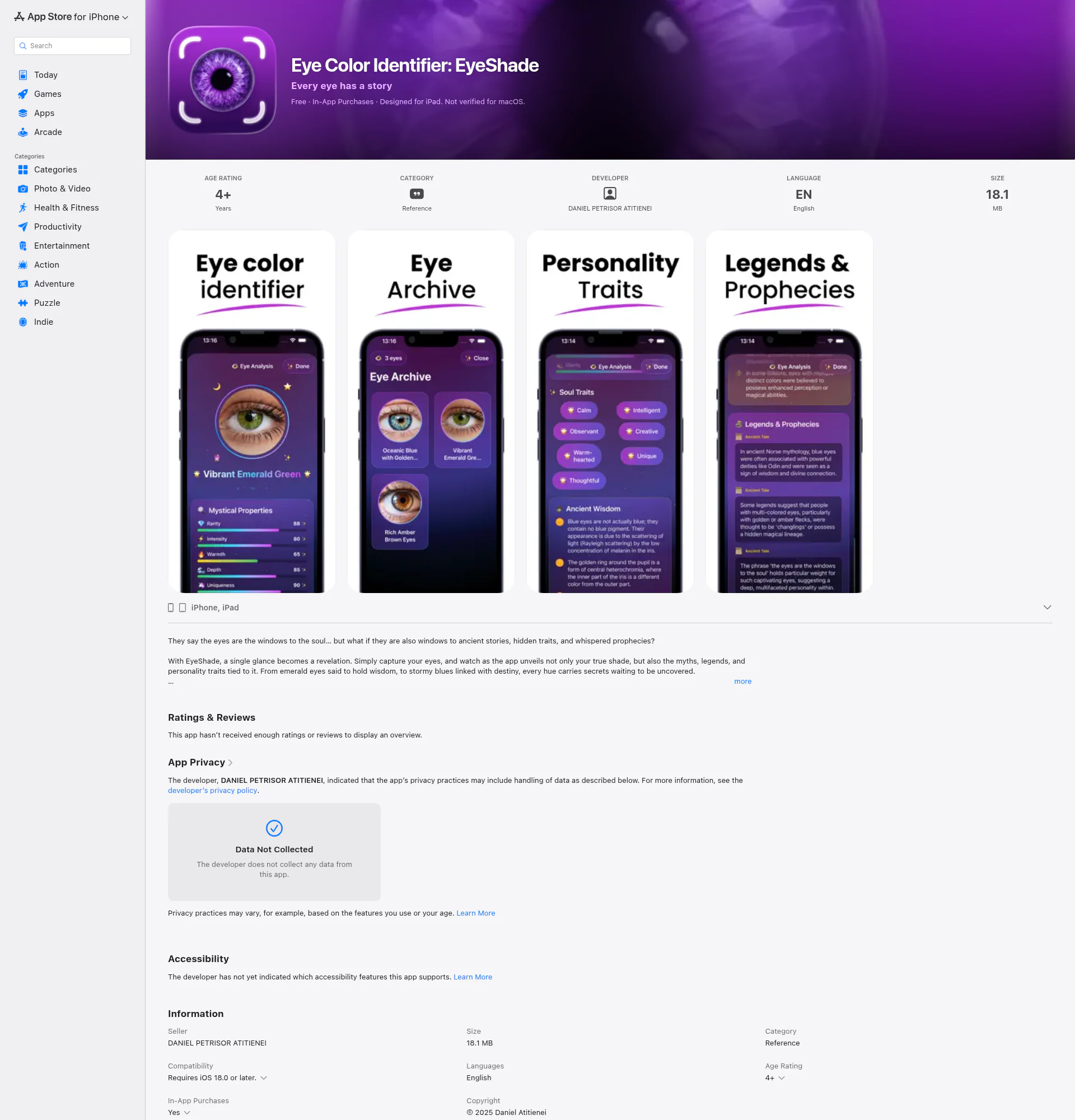 Eye Color Identifier: EyeShade landing page