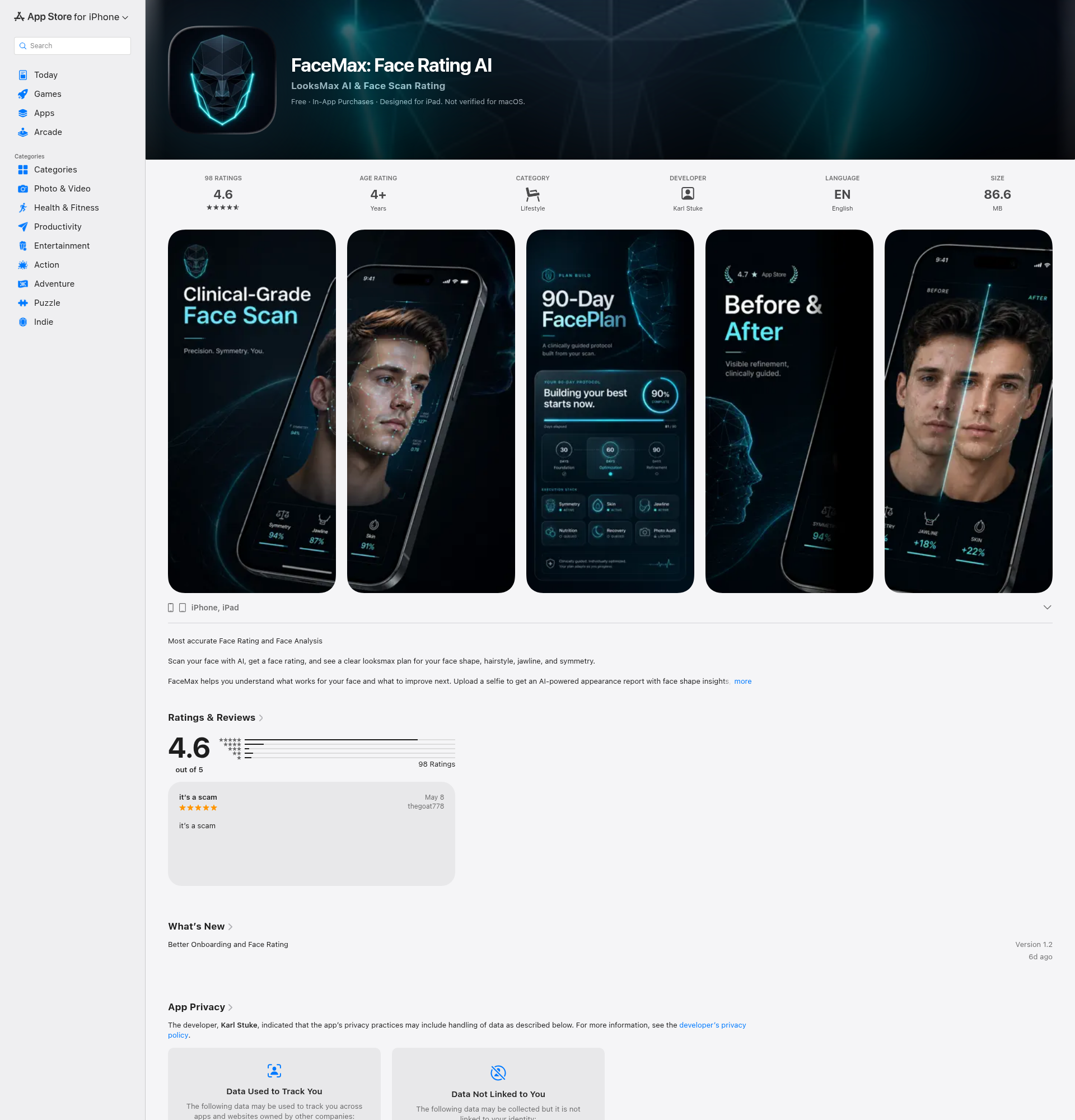 Landing page screenshot for apps.apple.com, 1920 by 2000 pixels