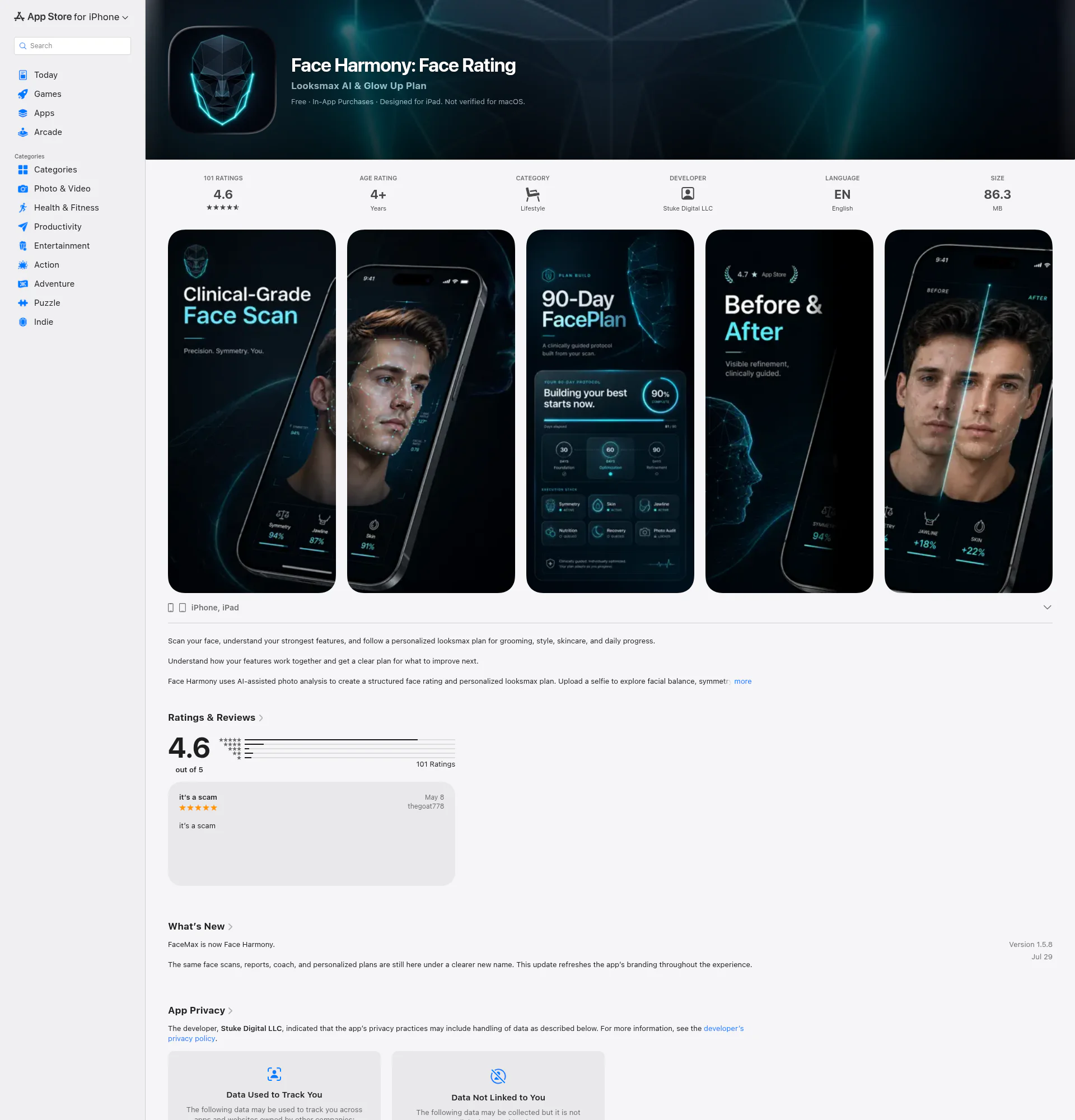 FaceMax Ai Face rating + Plam landing page
