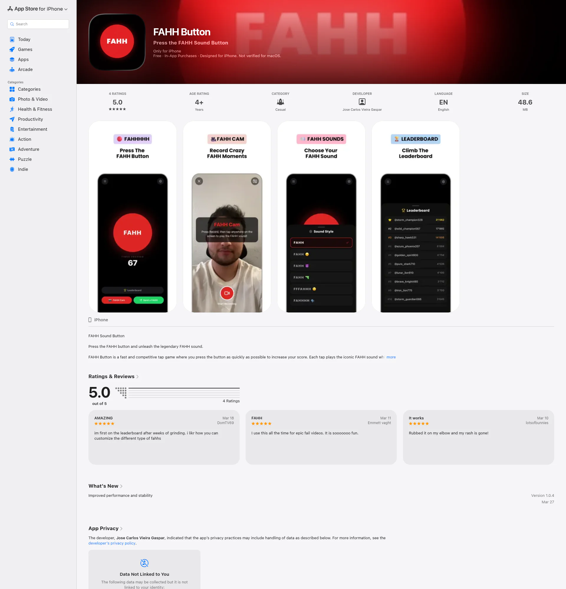 FAHH Button landing page