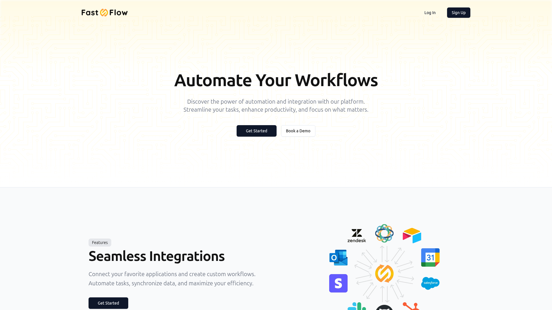 Landing page screenshot for fastflow.dev, 1920 by 1080 pixels