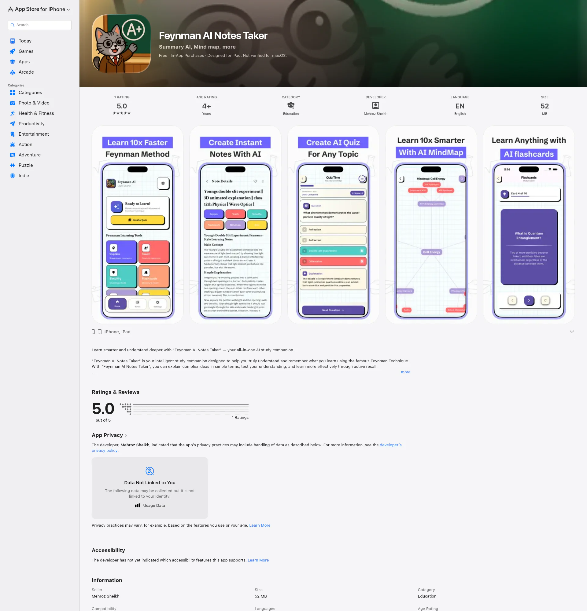 Feynman AI landing page