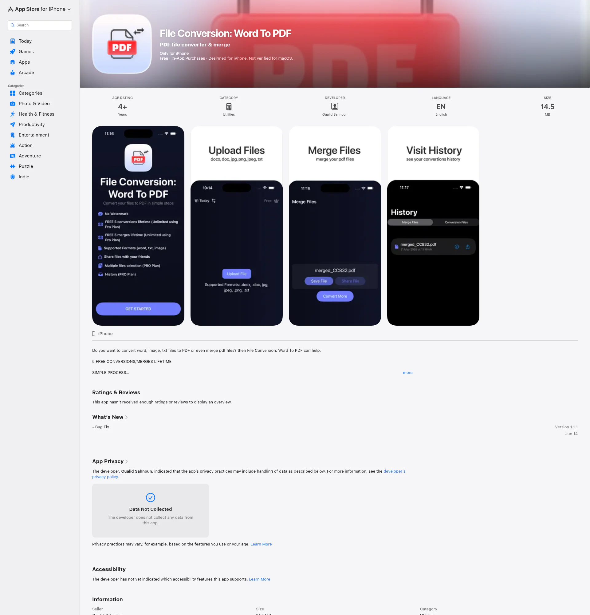 File Conversion: Word To PDF landing page