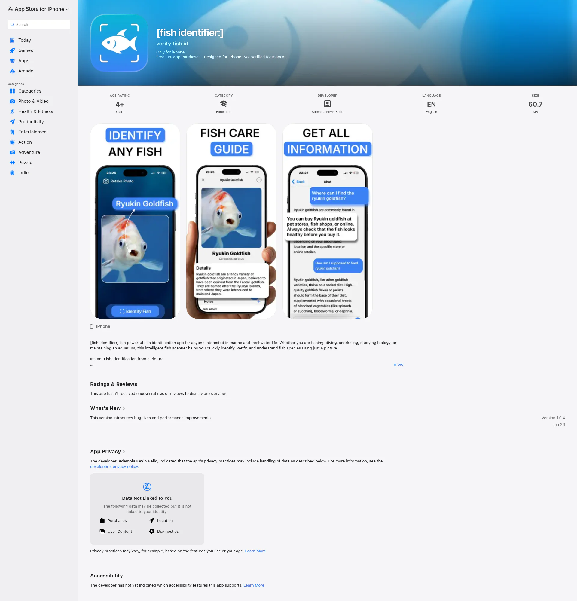 FishFinder landing page