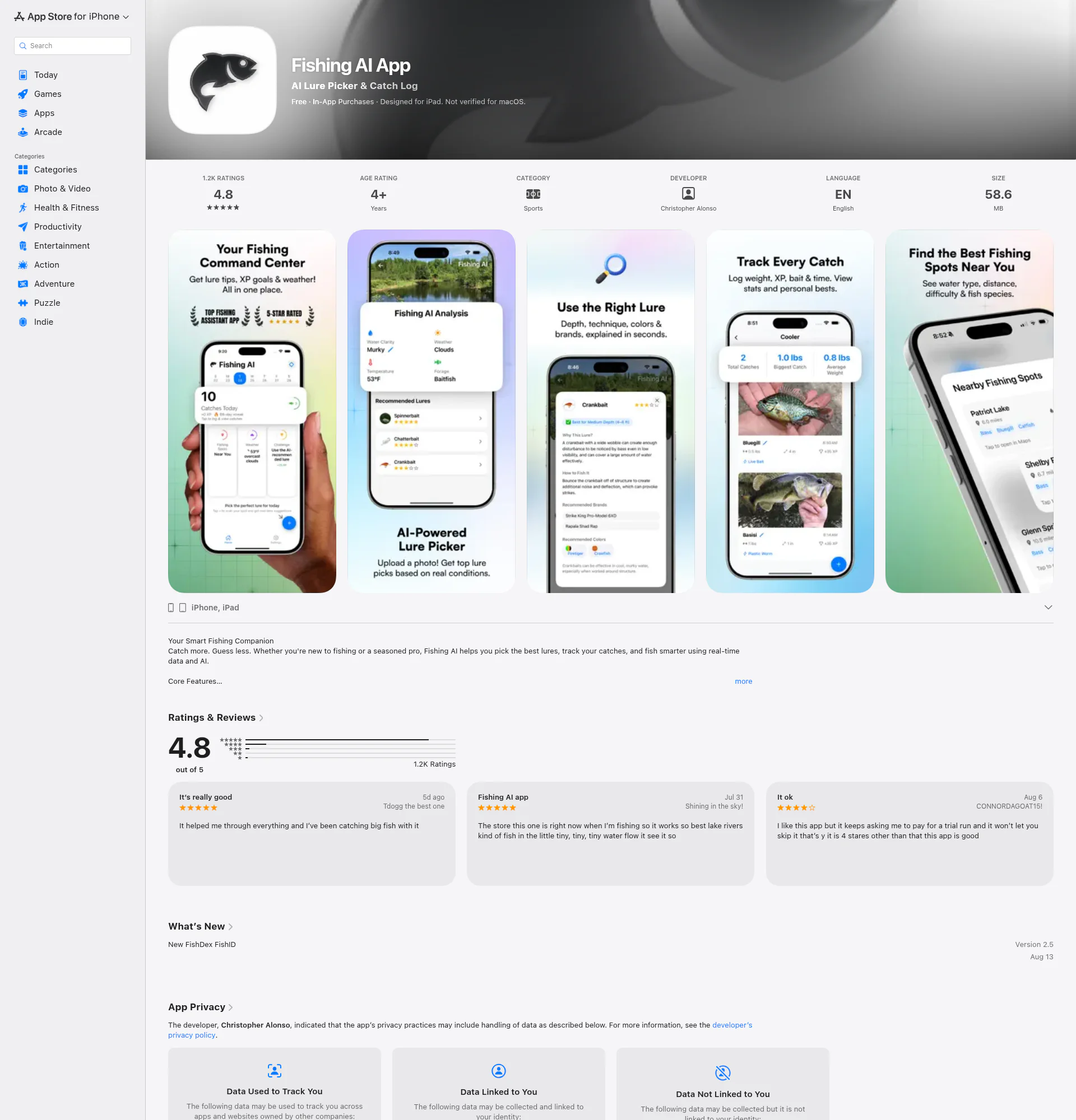 FishingAI landing page