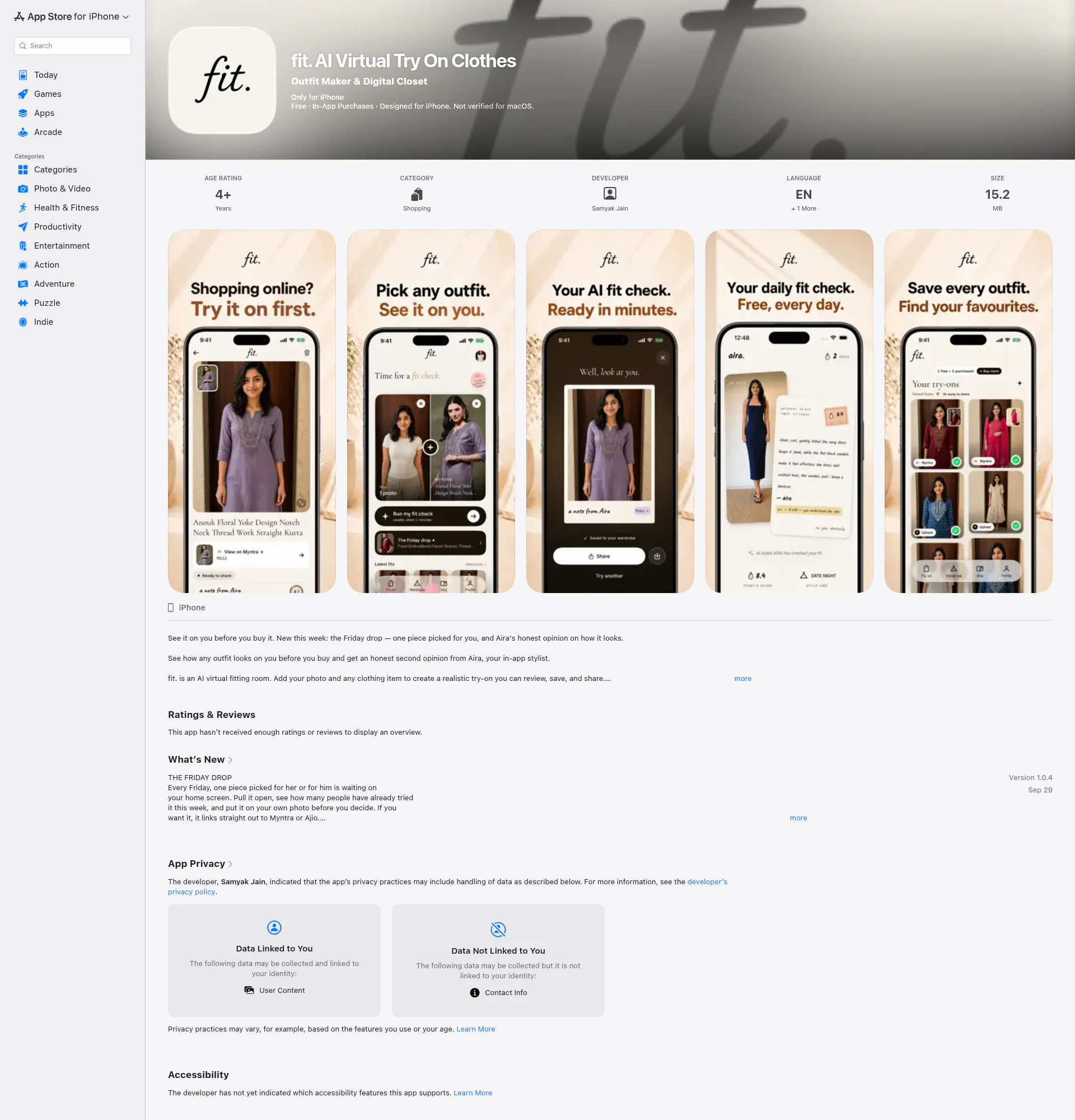 fit. AI Stylist & Closet landing page