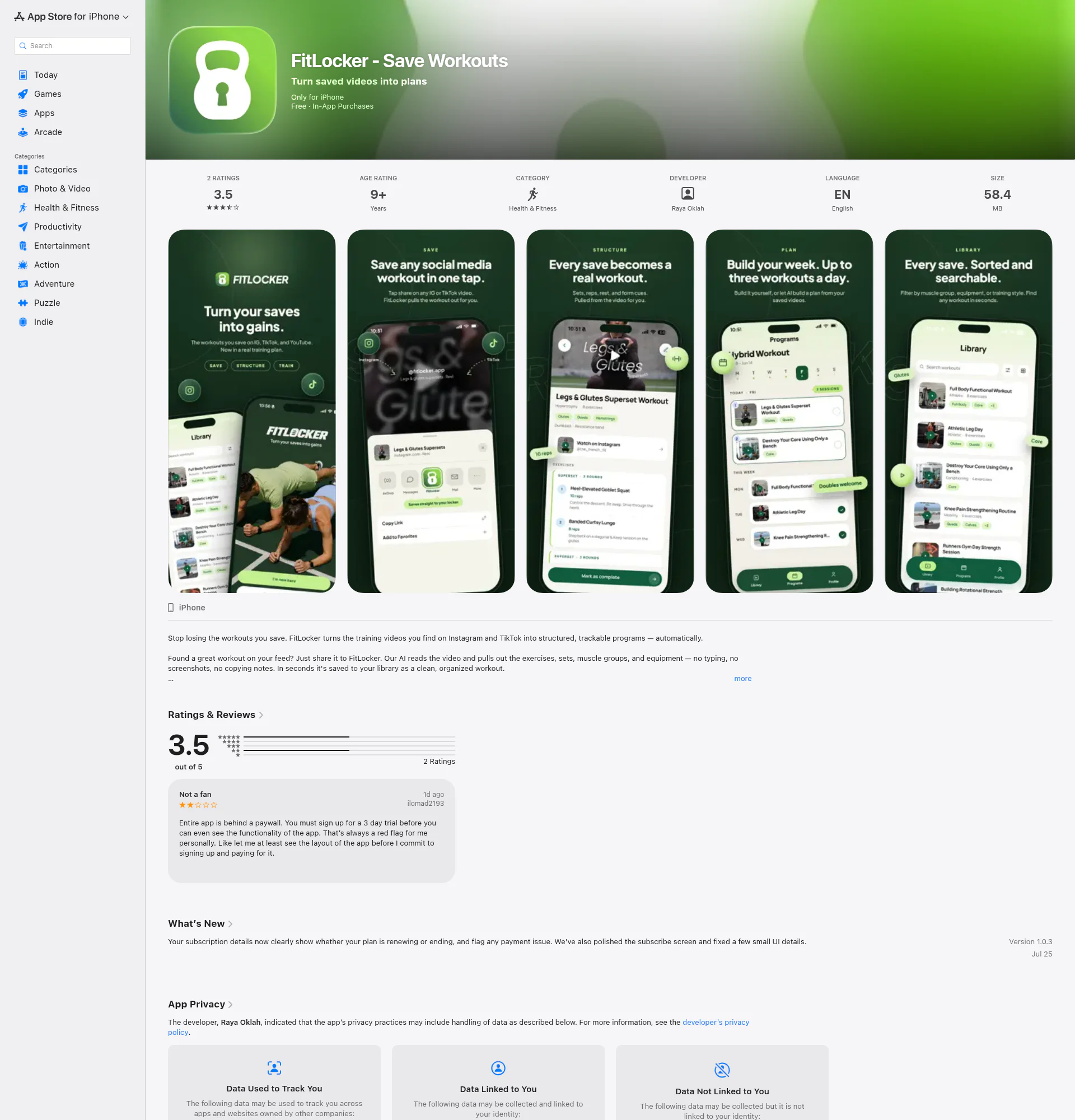 Fitlocker landing page