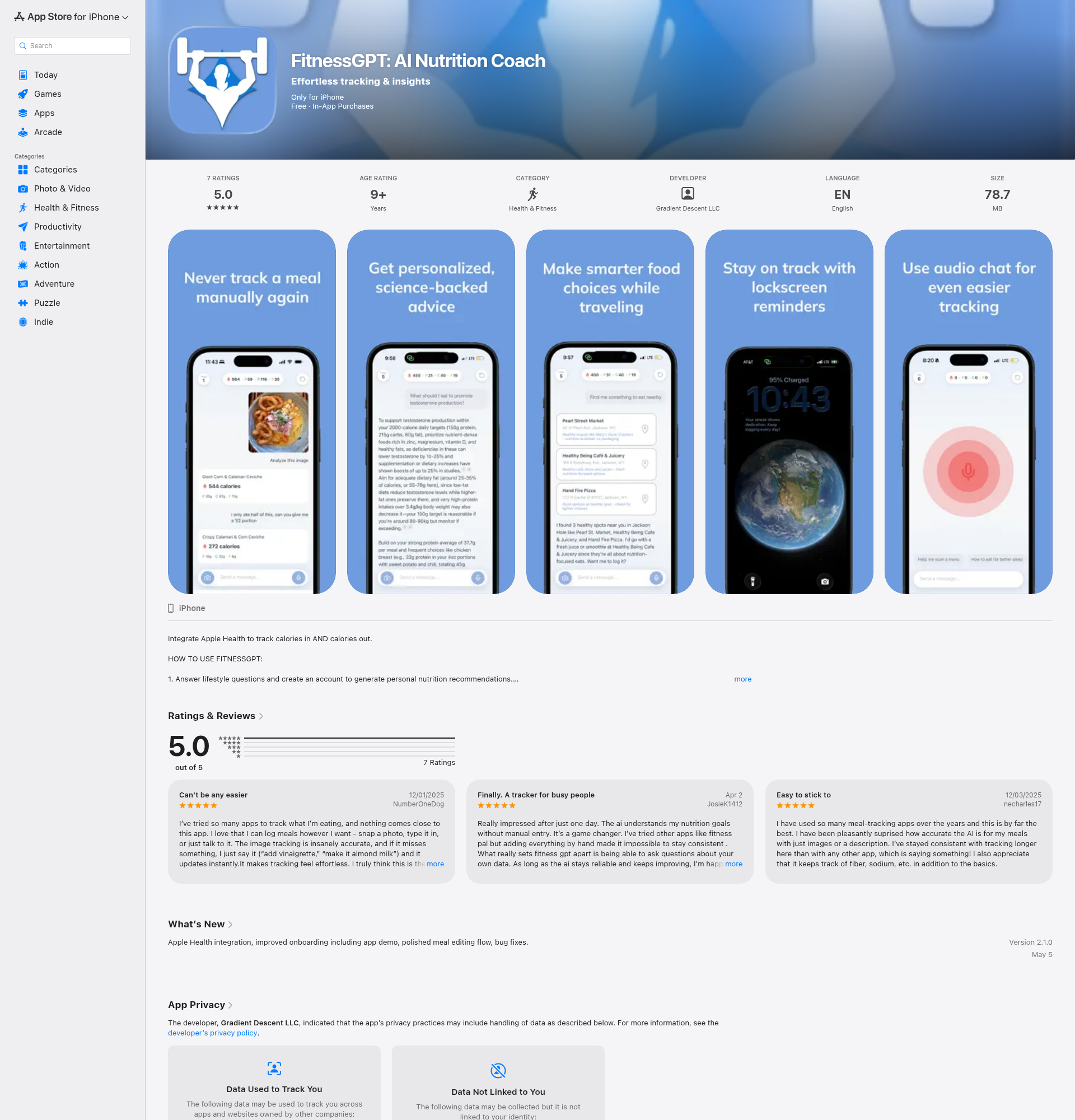Landing page screenshot for apps.apple.com, 1920 by 2000 pixels