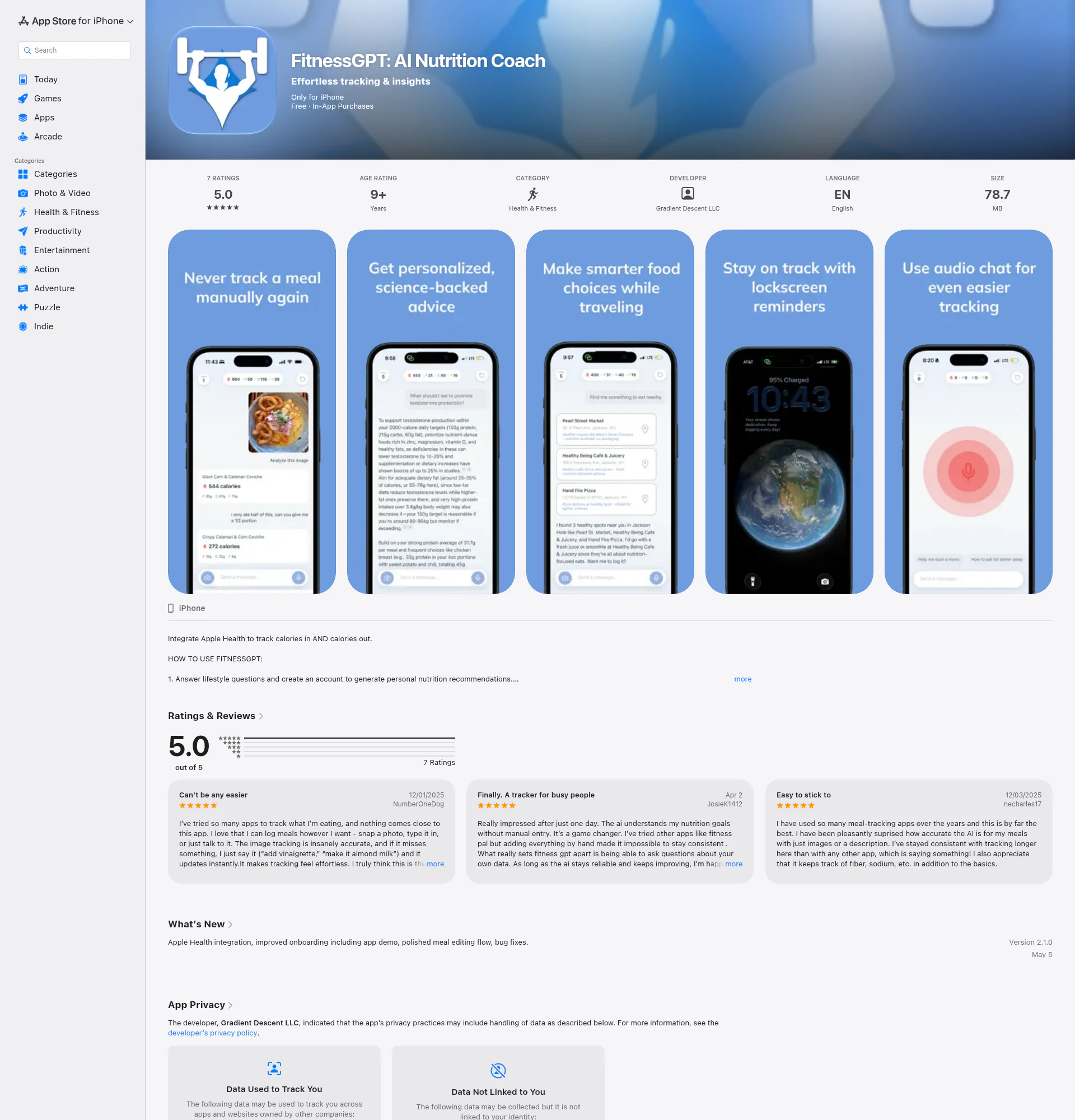 FitnessGPT landing page