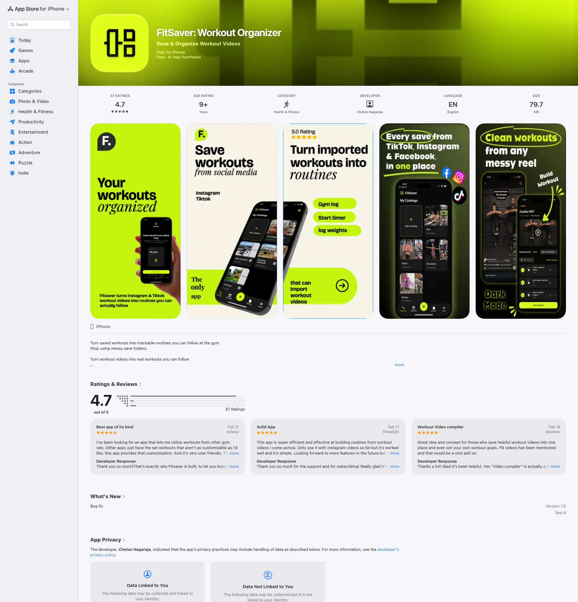 FitSaver landing page