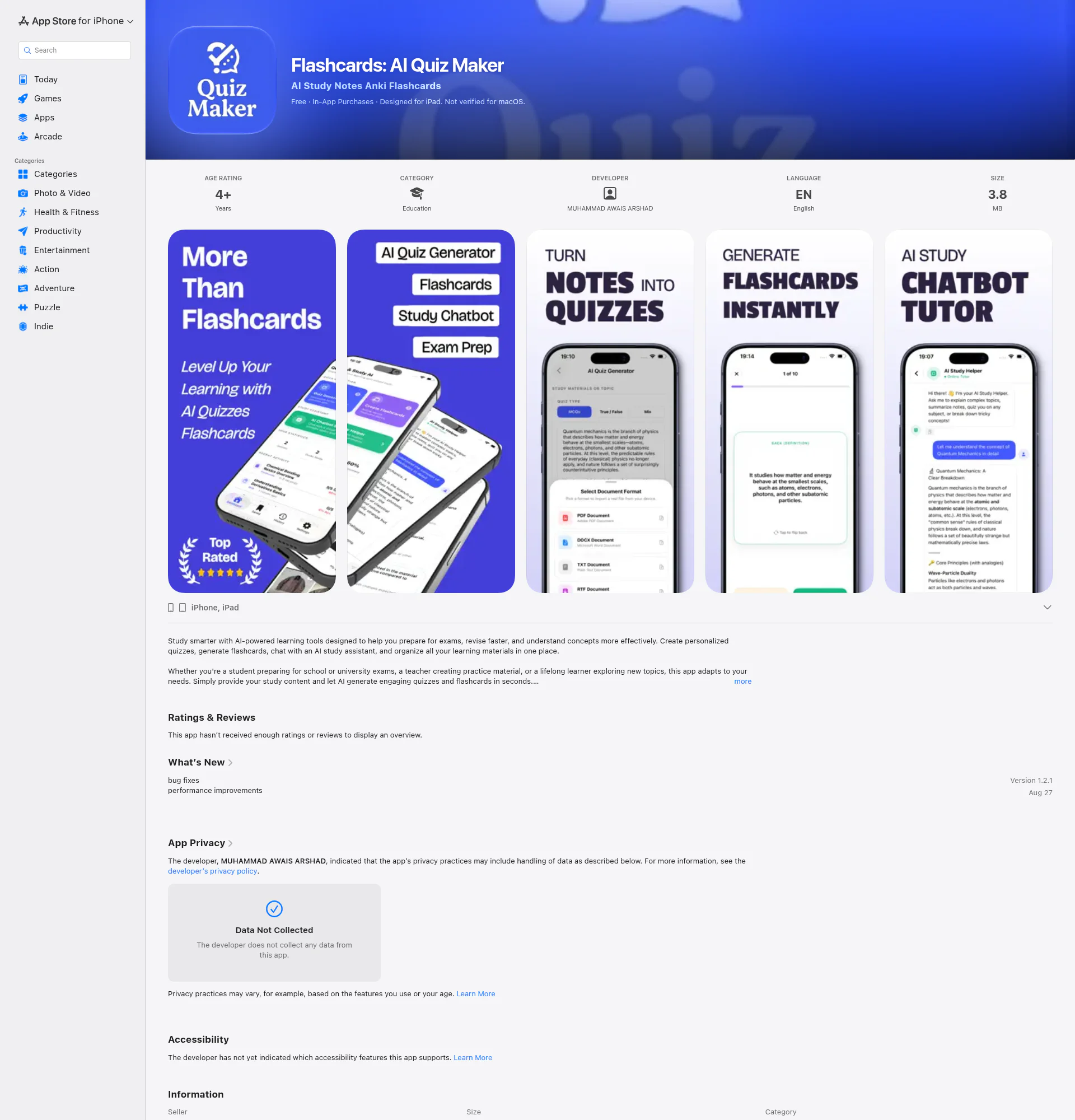 Flashcards: AI Quiz Maker landing page