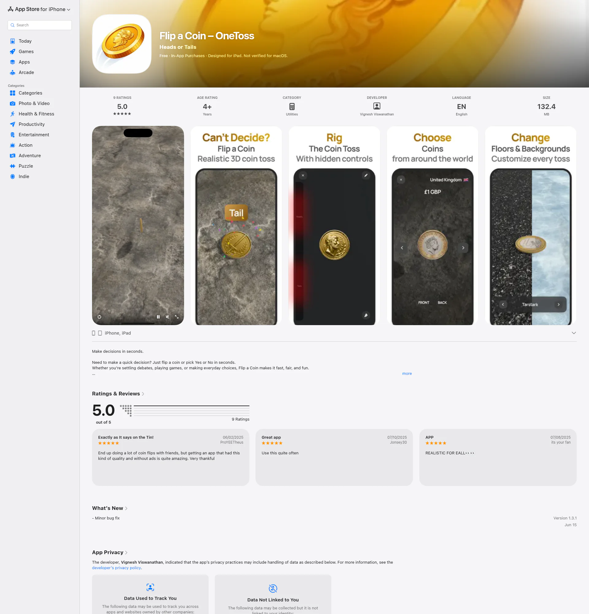 Flip a coin landing page