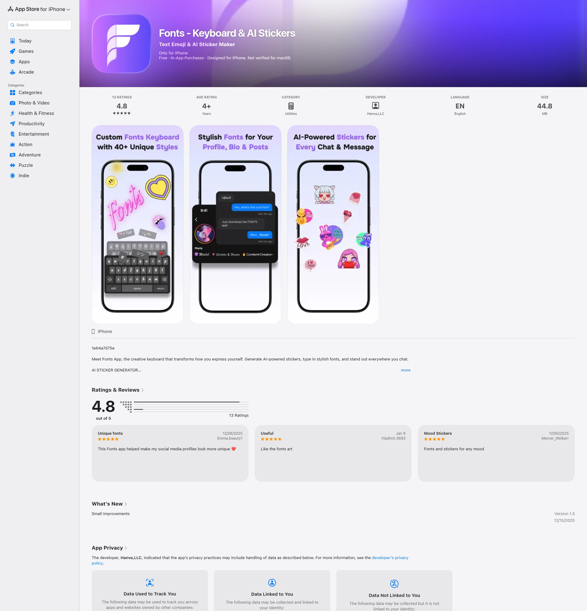 Landing page screenshot for apps.apple.com, 1920 by 2000 pixels