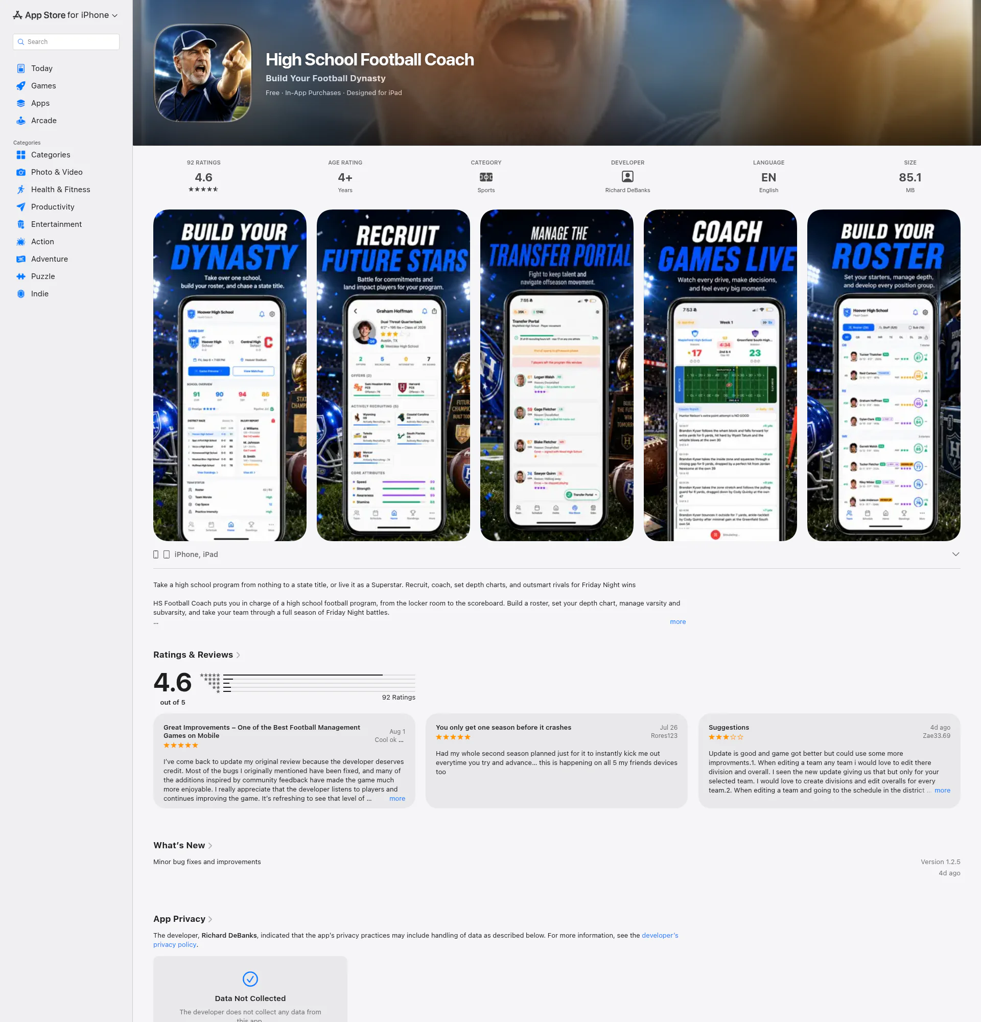Football Coach landing page