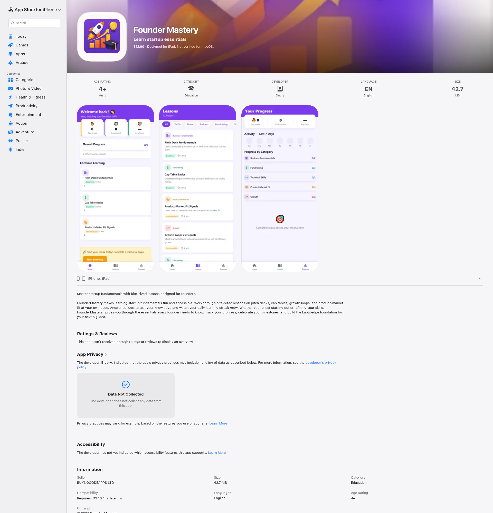 Founder Mastery landing page