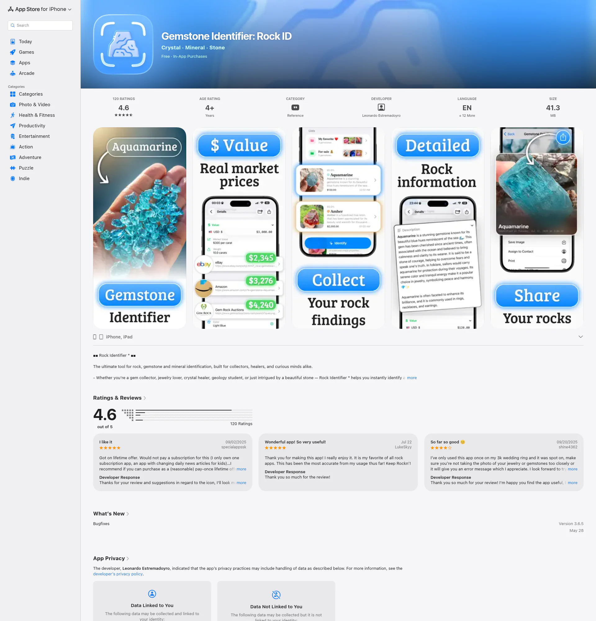 Gemstone Identifier ° landing page