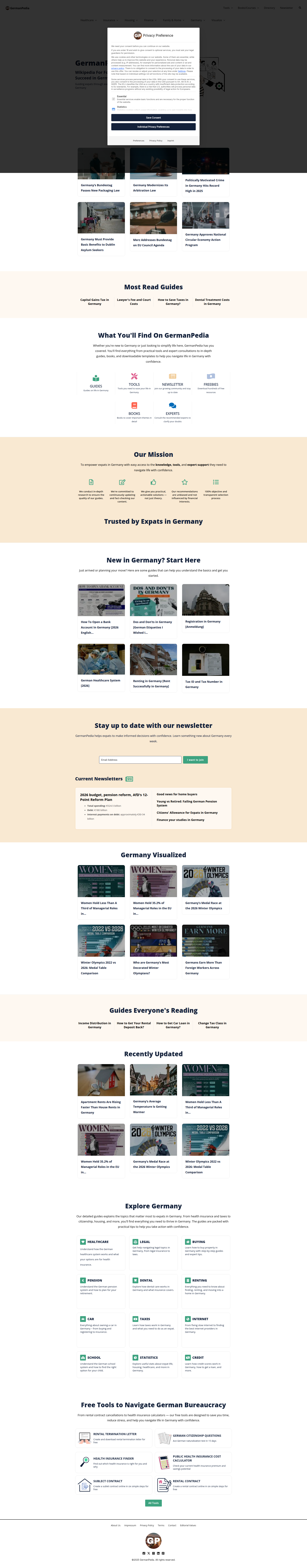 Landing page screenshot for germanpedia.com, 1920 by 9793 pixels