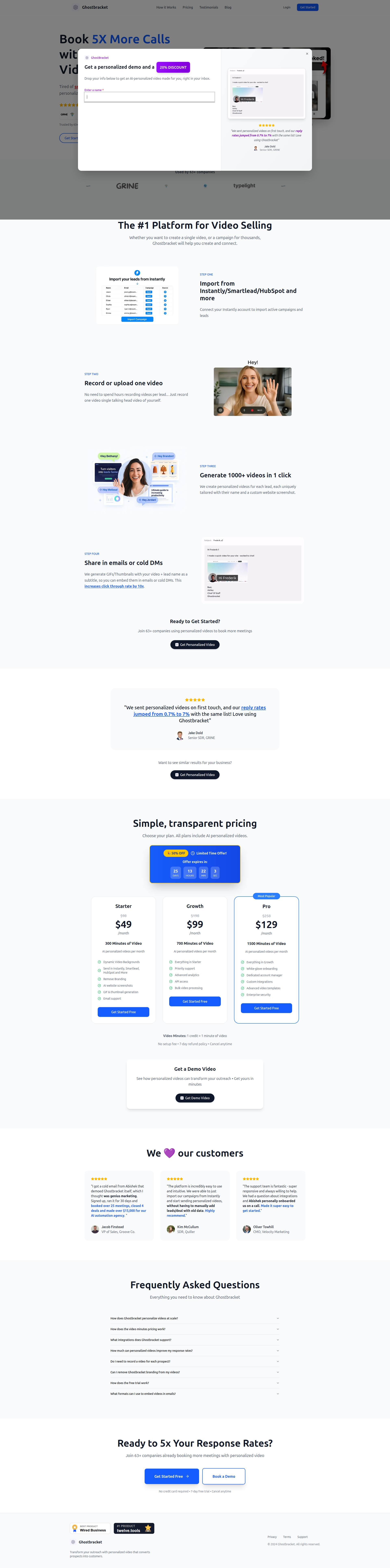 Landing page screenshot for ghostbracket.com, 1920 by 7713 pixels