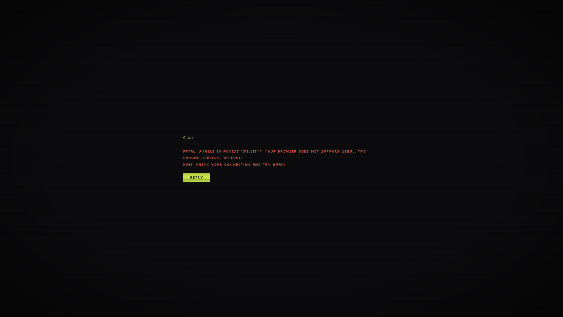 Landing page screenshot for thegitcity.com, 1920 by 1080 pixels