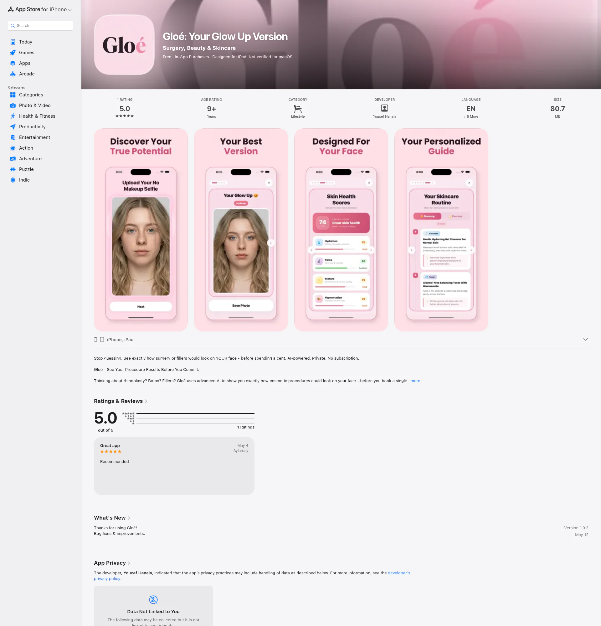 Gloé landing page