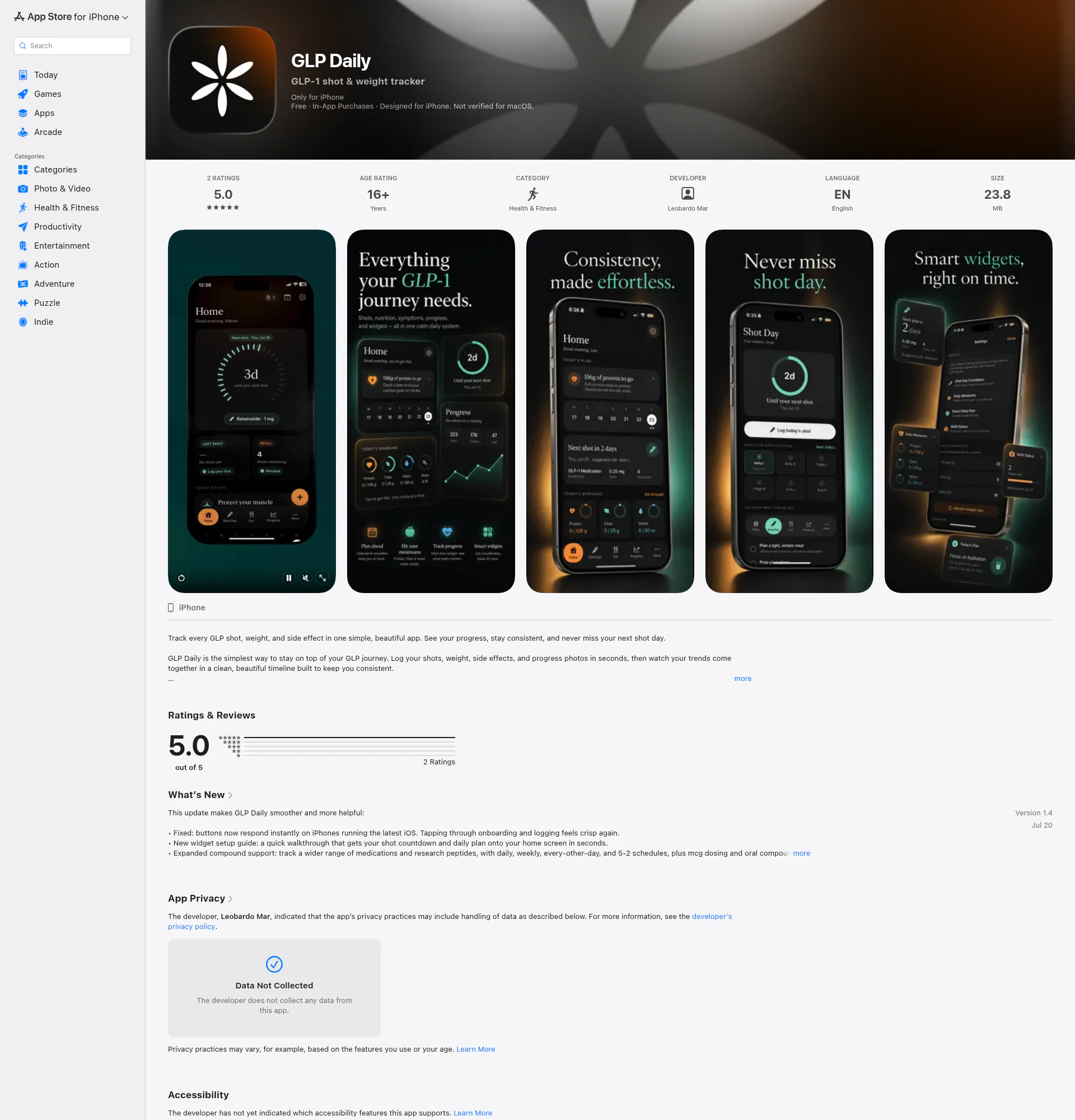 GLP Daily landing page