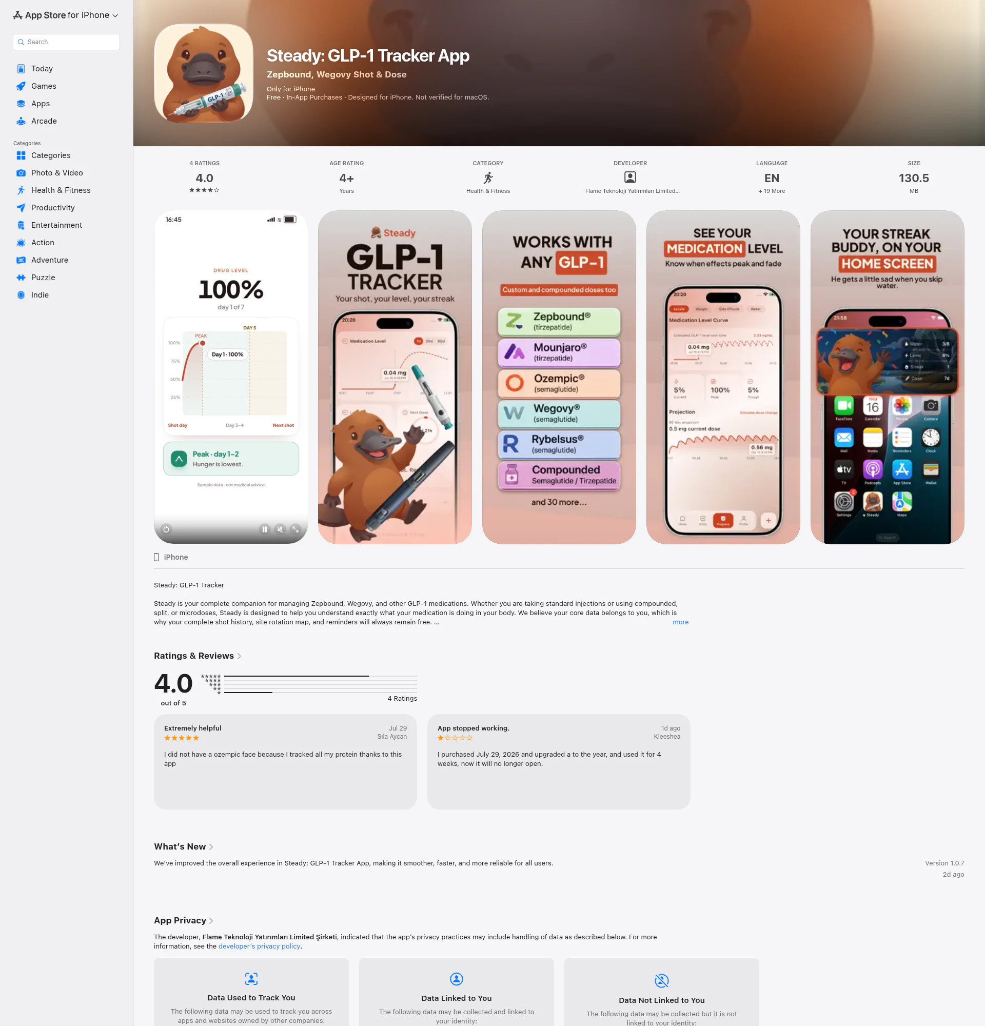 GLP-1 Tracker landing page