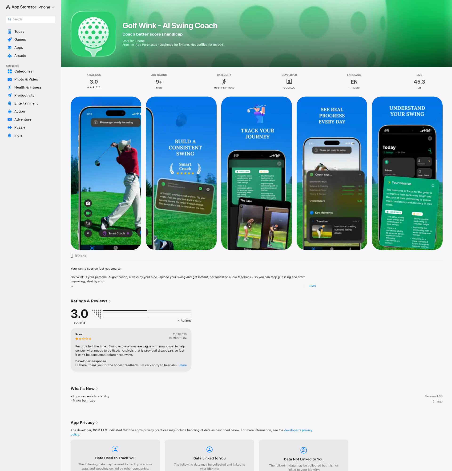 Landing page screenshot for apps.apple.com, 1920 by 2000 pixels