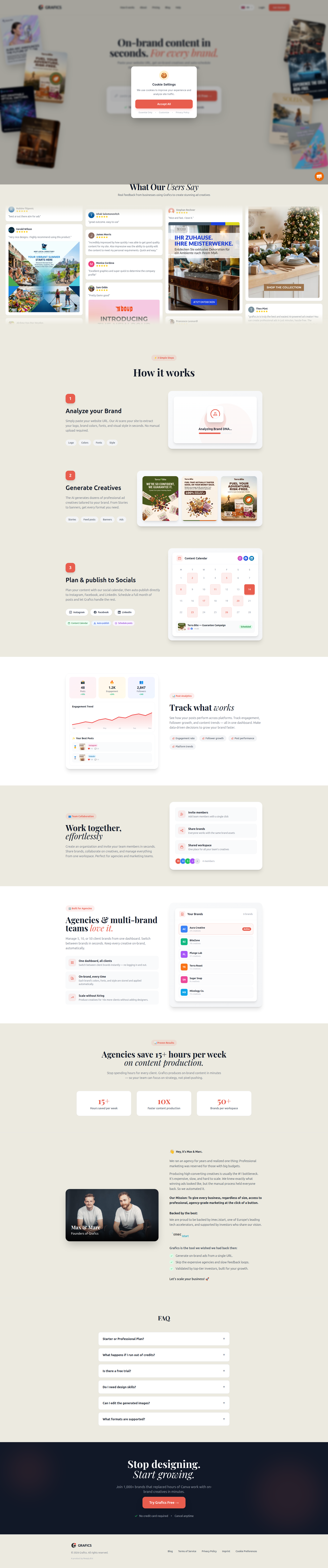 Landing page screenshot for grafics.io, 1920 by 9181 pixels