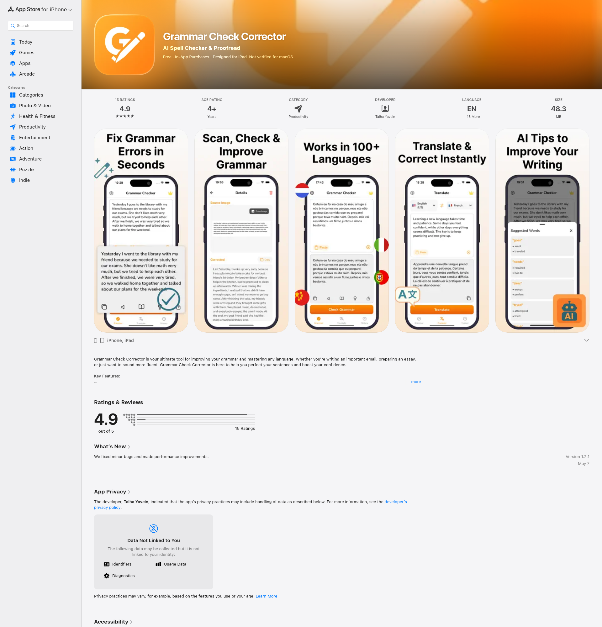 Landing page screenshot for apps.apple.com, 1920 by 2000 pixels
