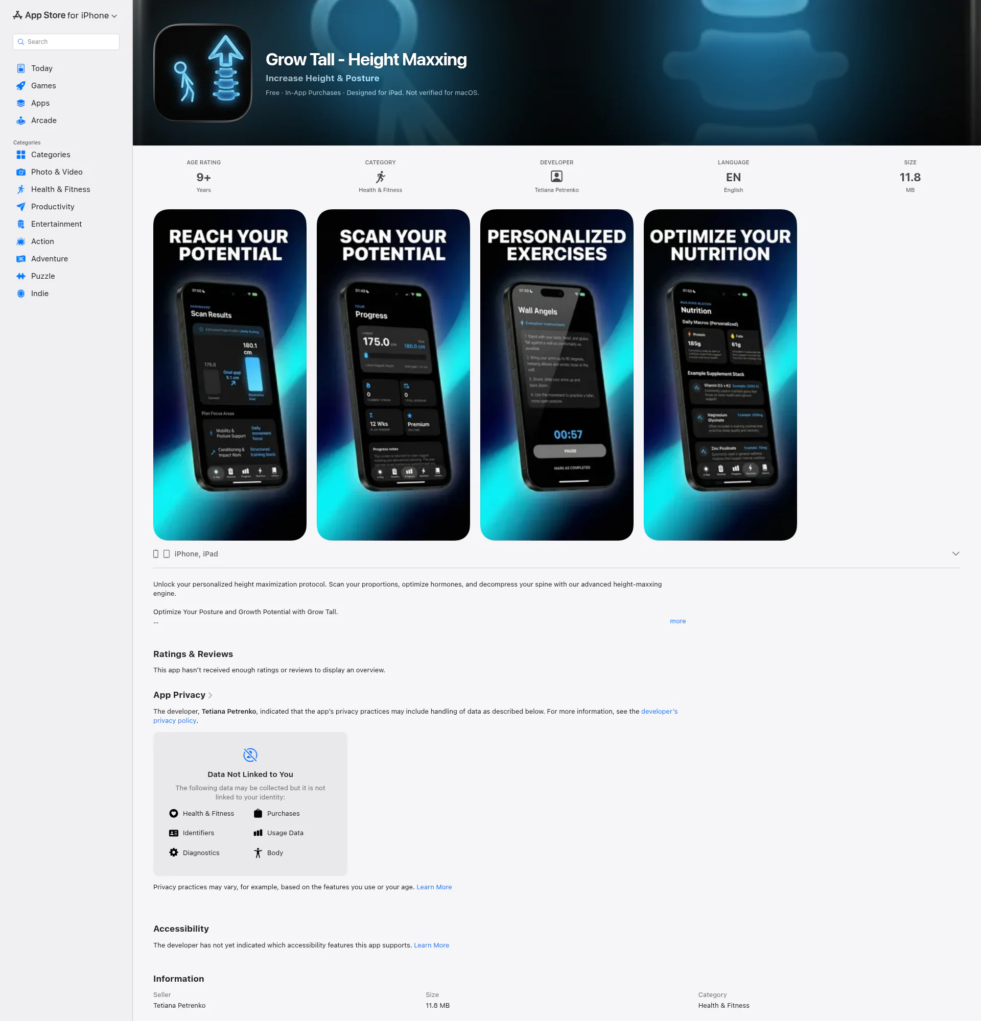 Grow Tall landing page